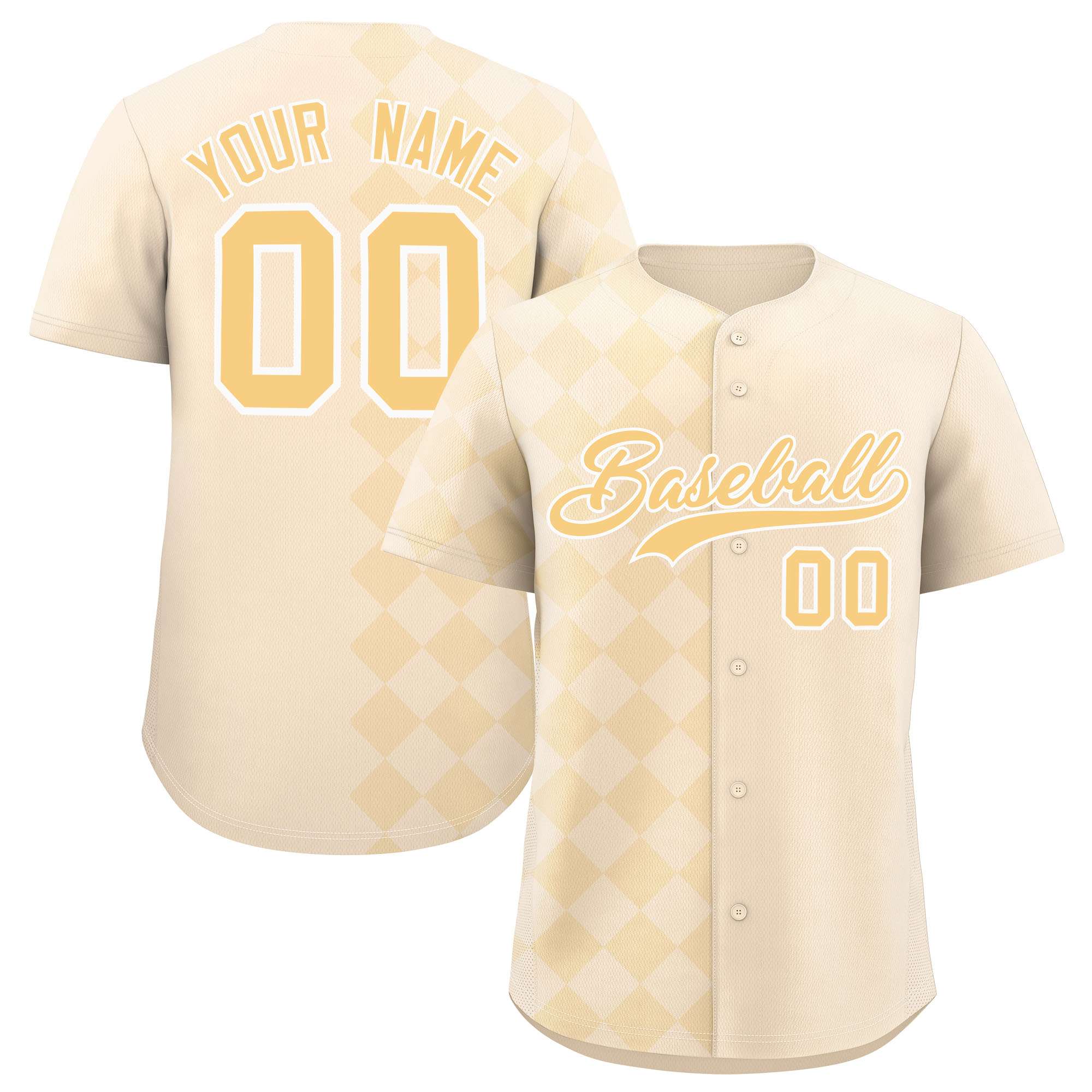 Custom Cream Rhombus Design Authentic Baseball Jersey