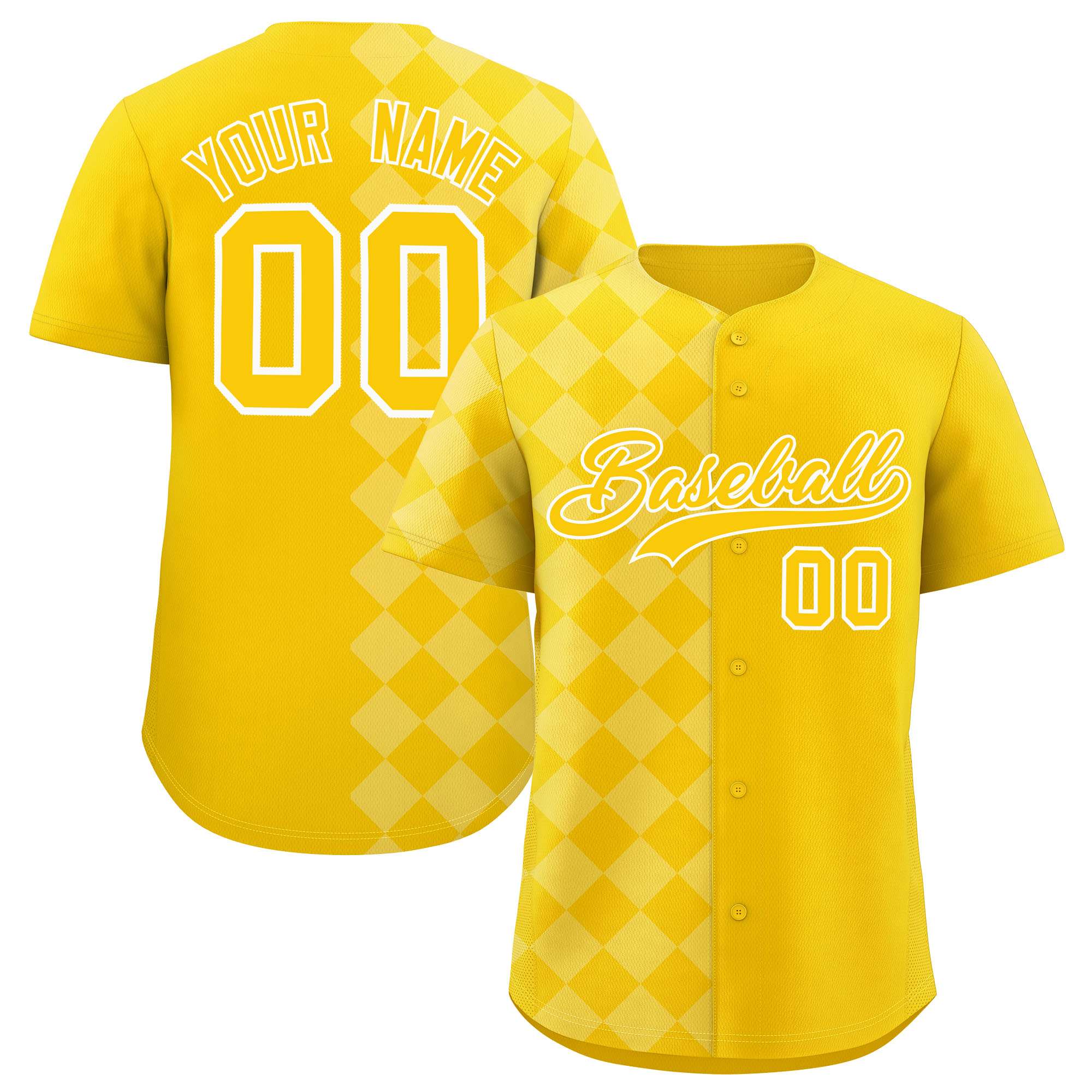 Custom Gold Rhombus Design Authentic Baseball Jersey