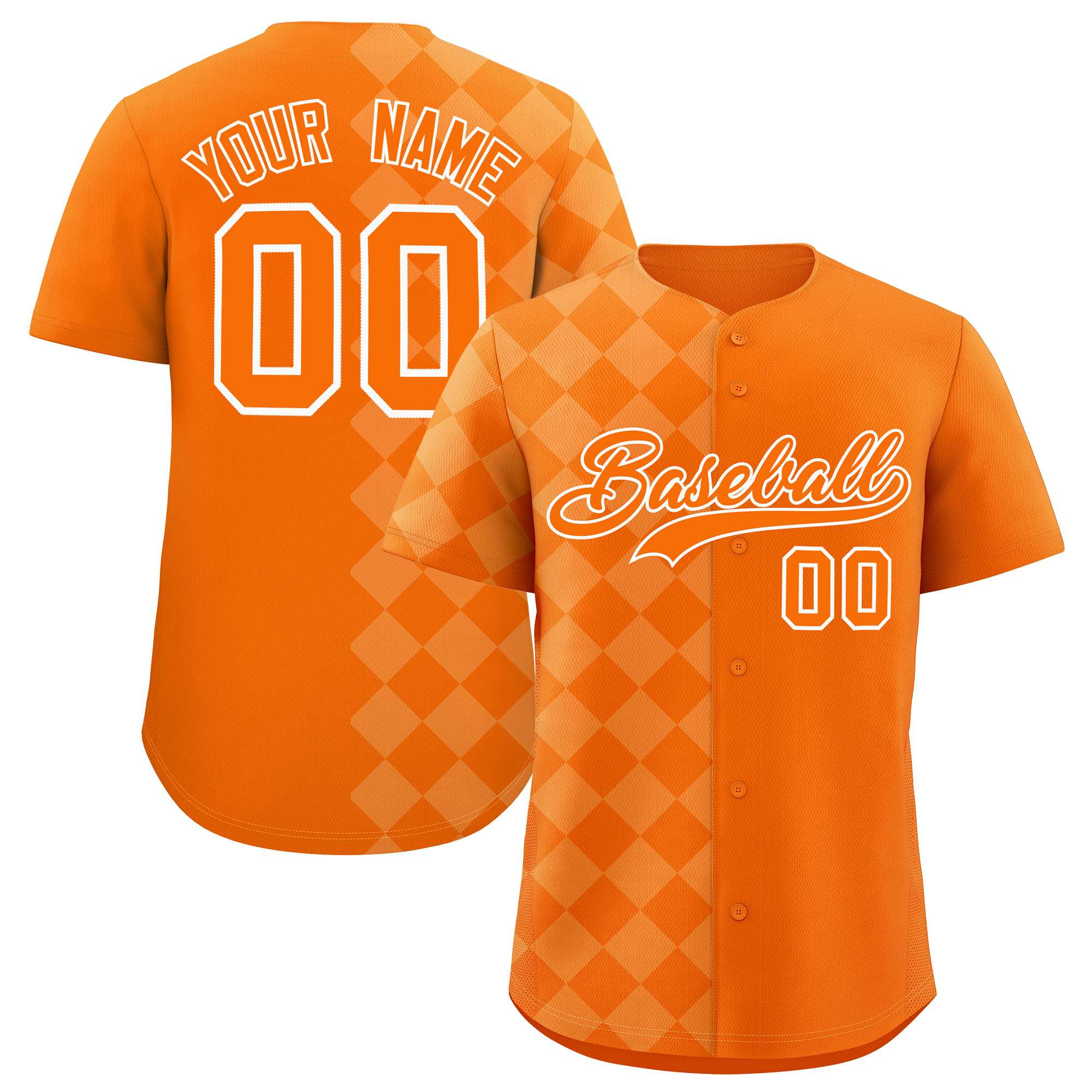 Custom Orange Rhombus Design Authentic Baseball Jersey