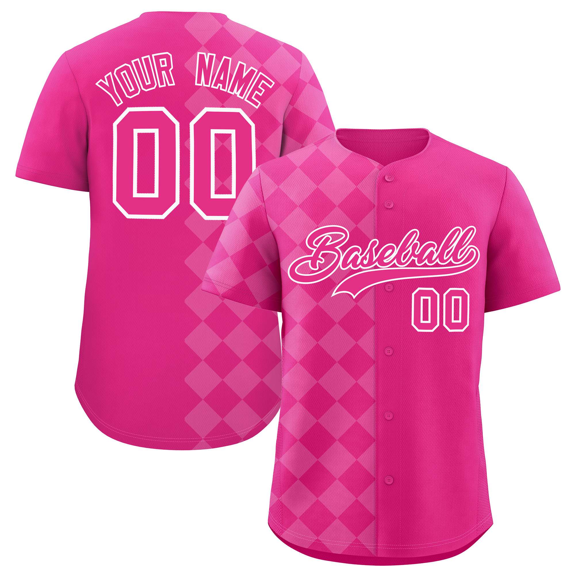 Custom Rose Red Rhombus Design Authentic Baseball Jersey