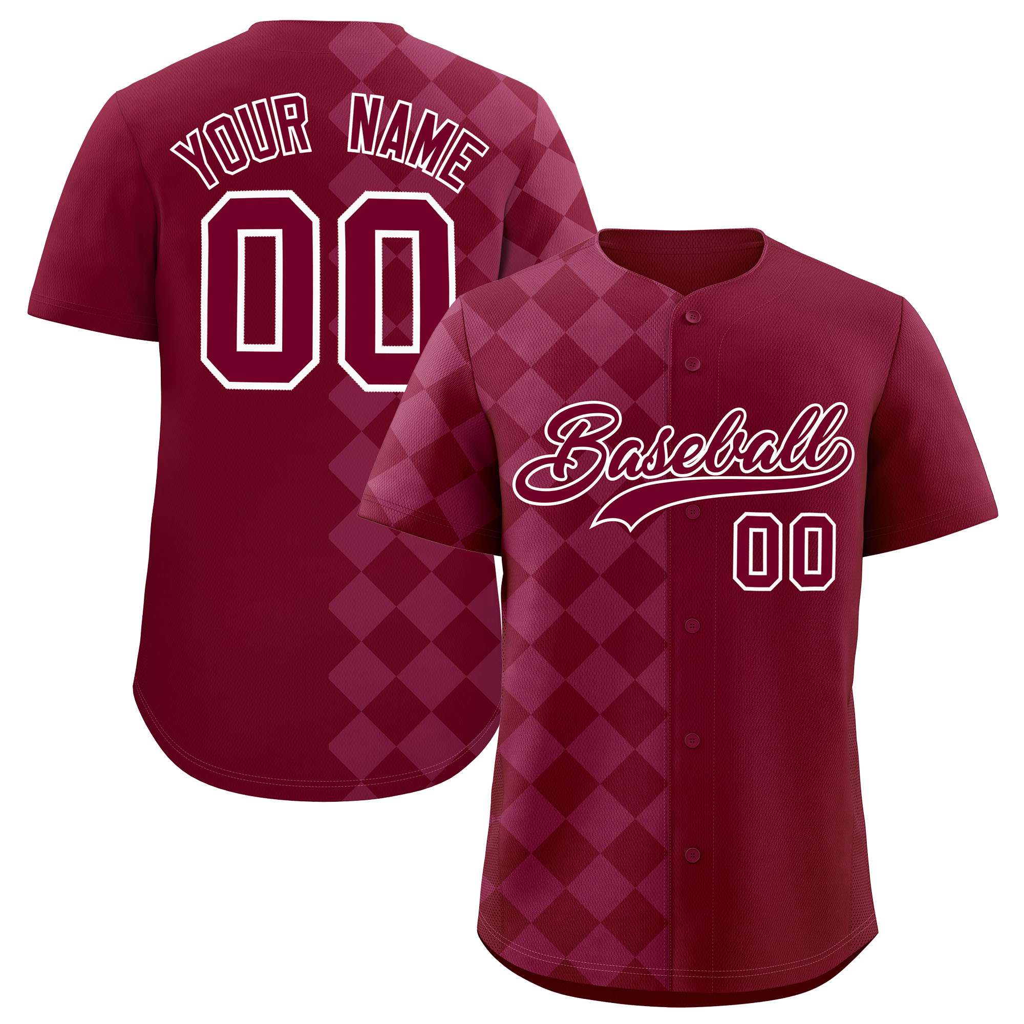 Custom Crimson Rhombus Design Authentic Baseball Jersey