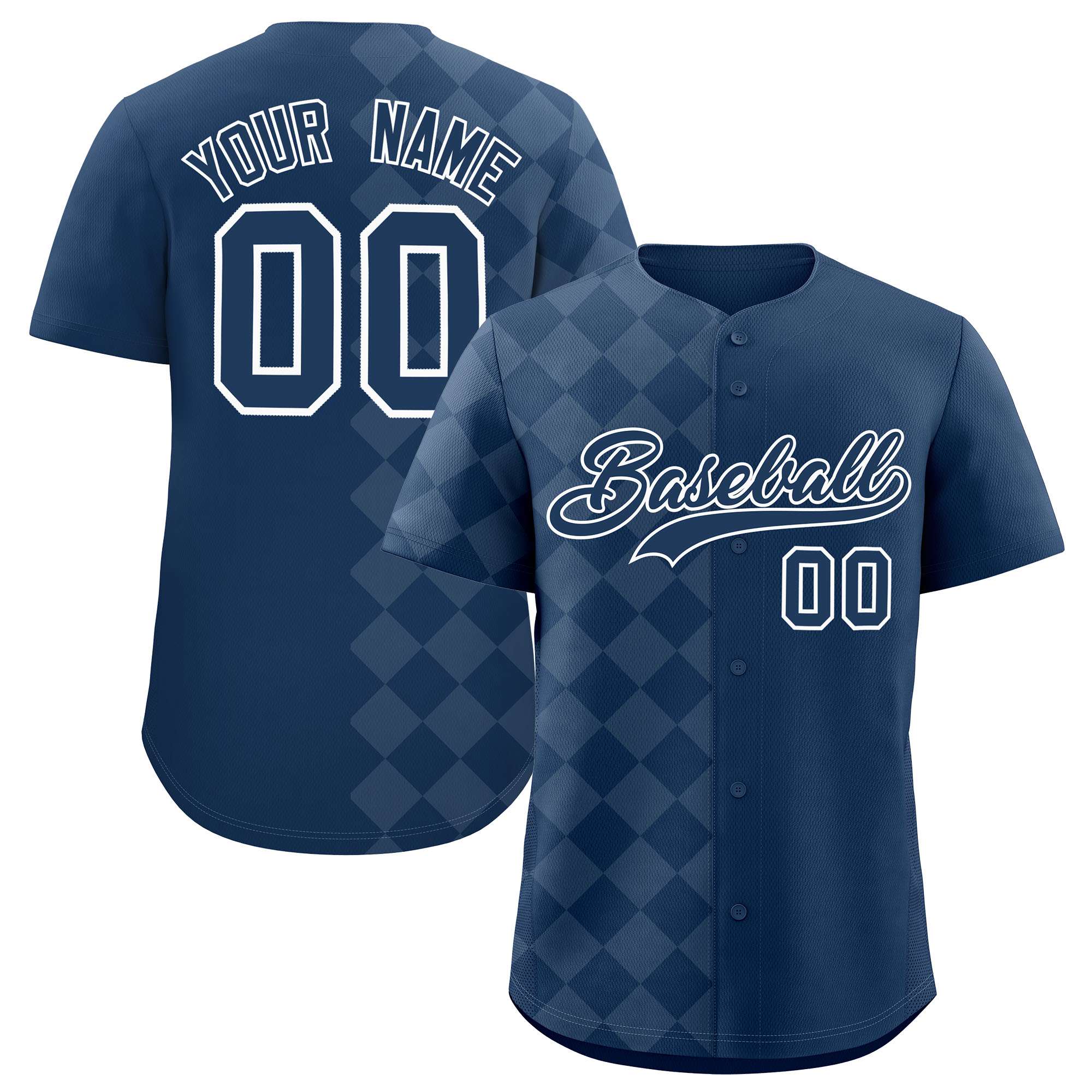 Custom Midnight Blue Rhombus Design Authentic Baseball Jersey