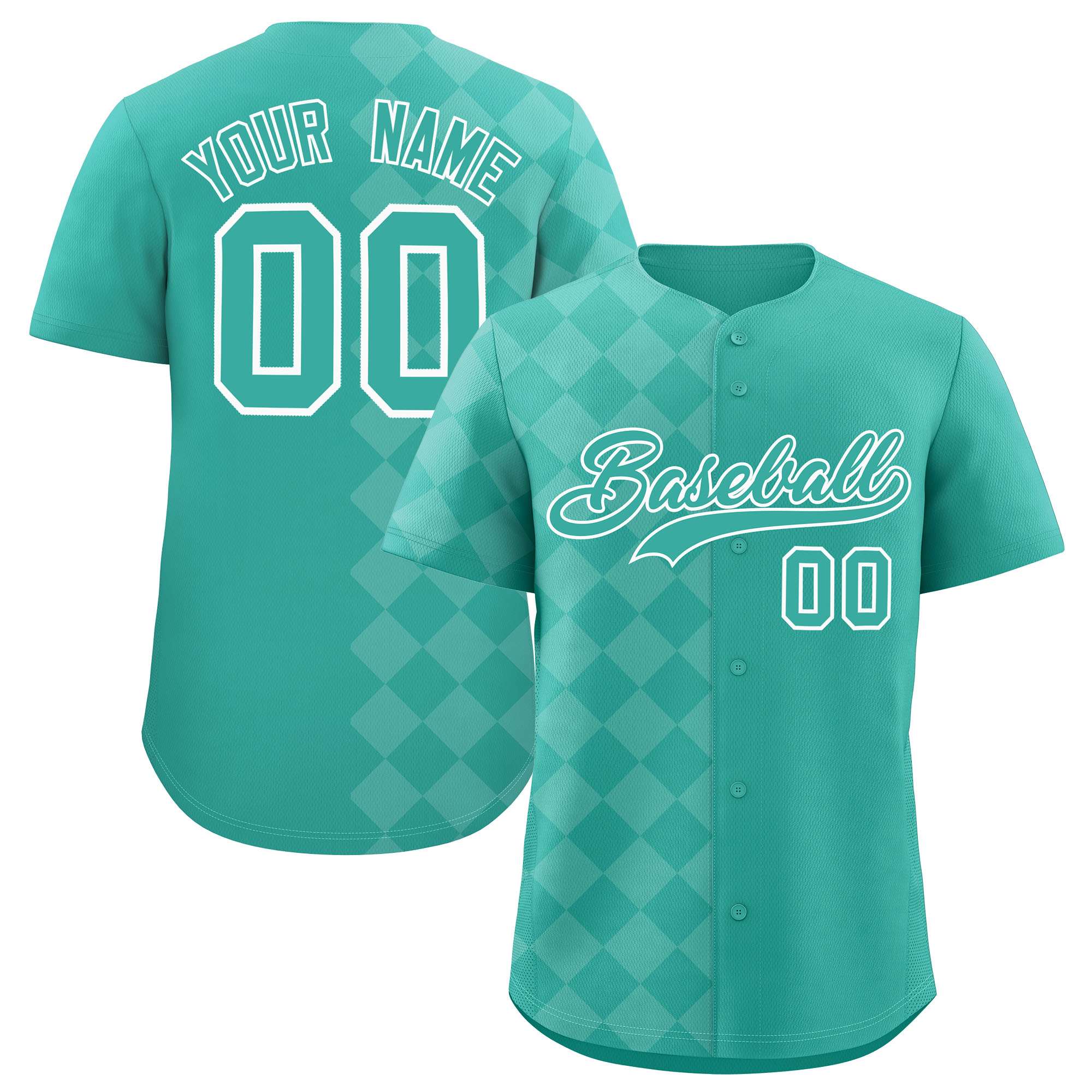 Custom Bright Green Rhombus Design Authentic Baseball Jersey