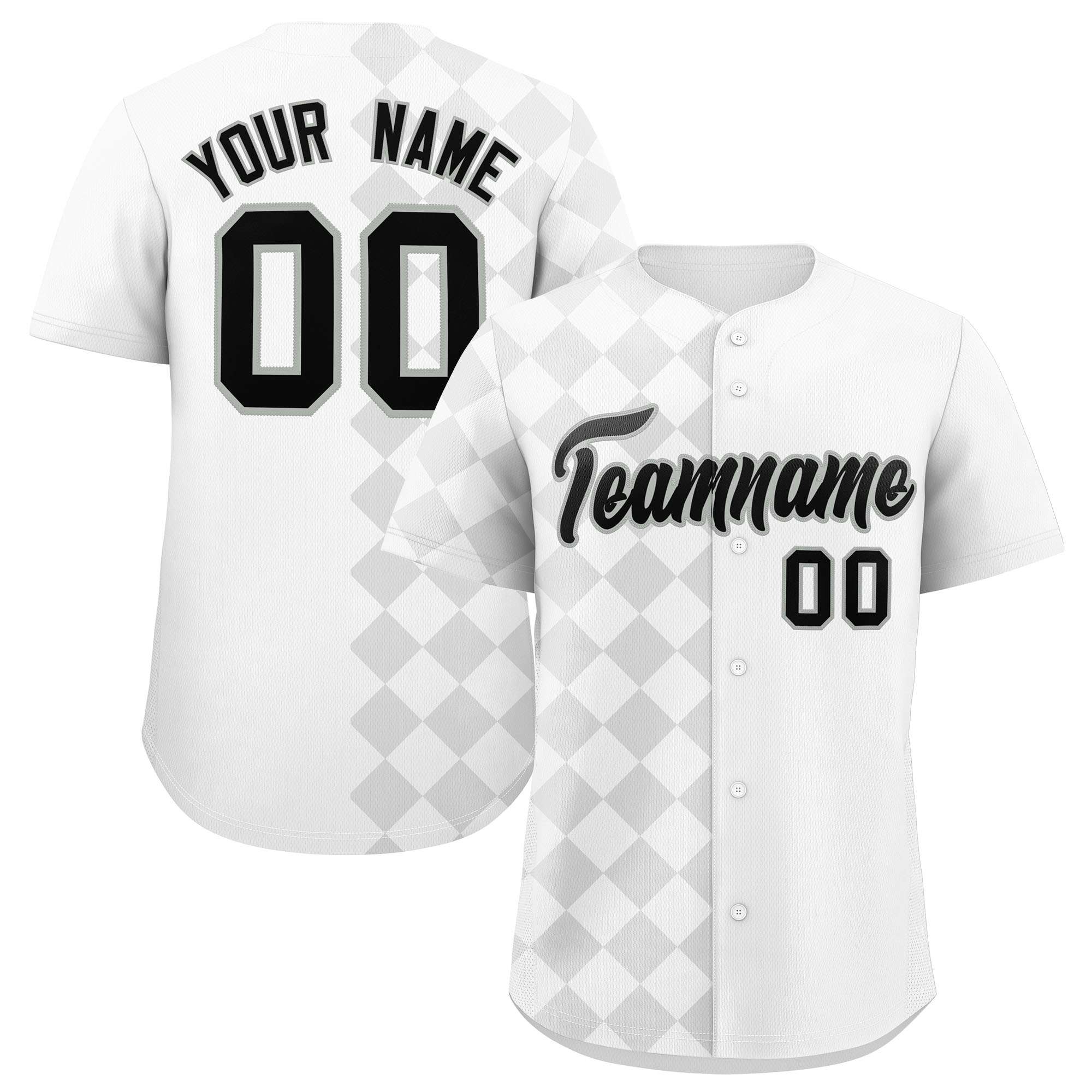 Custom White Rhombus Design Authentic Baseball Jersey