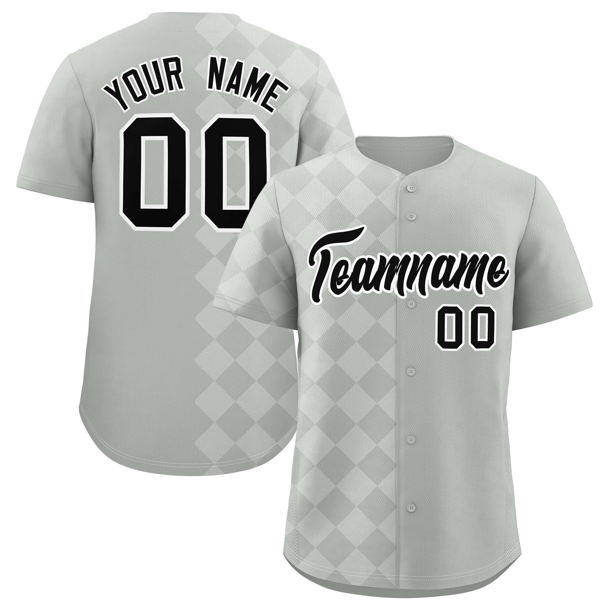 Custom Gray Rhombus Design Authentic Baseball Jersey