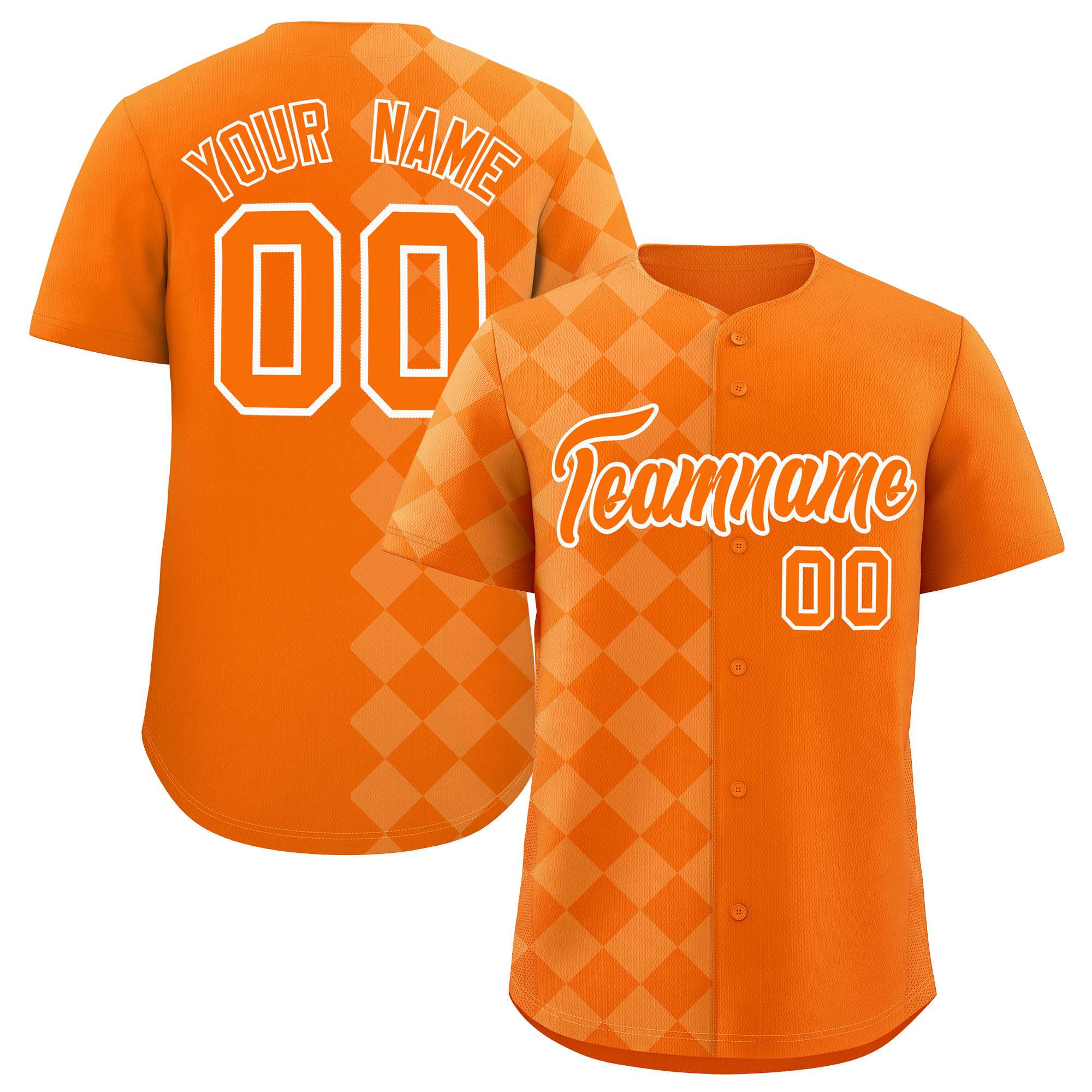 Custom Orange Rhombus Design Authentic Baseball Jersey