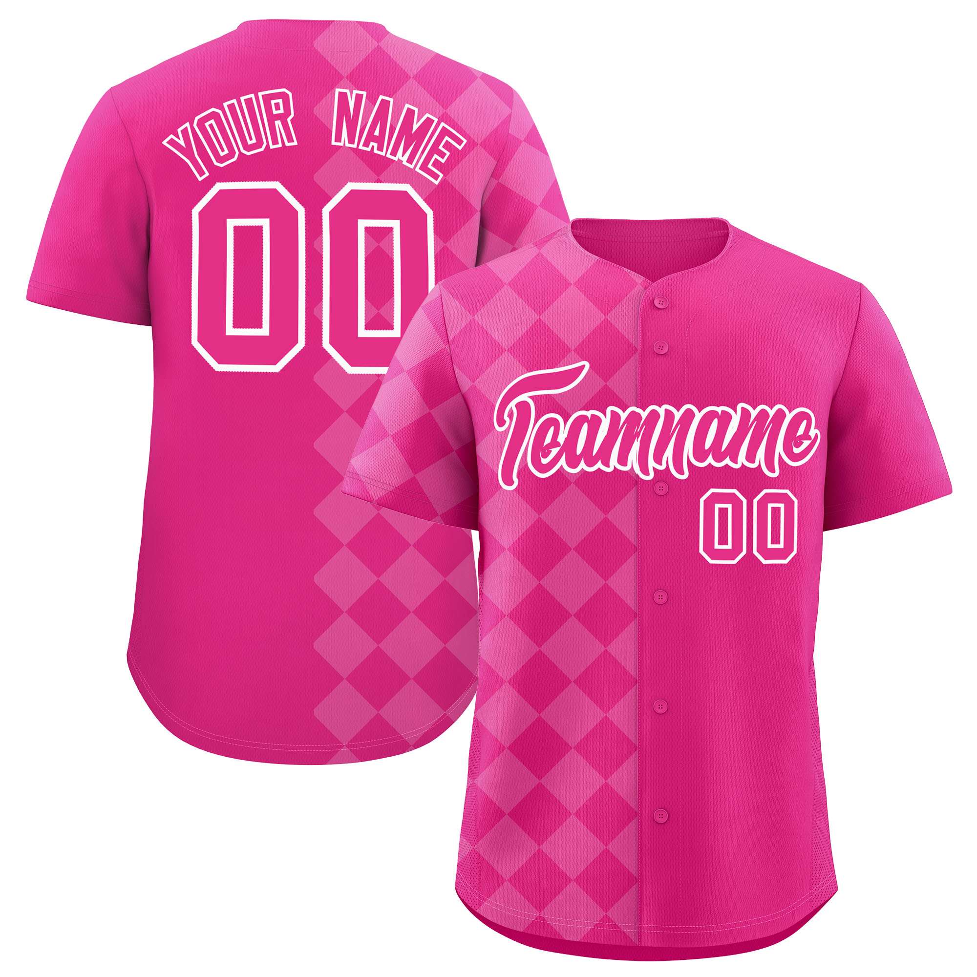 Custom Rose Red Rhombus Design Authentic Baseball Jersey