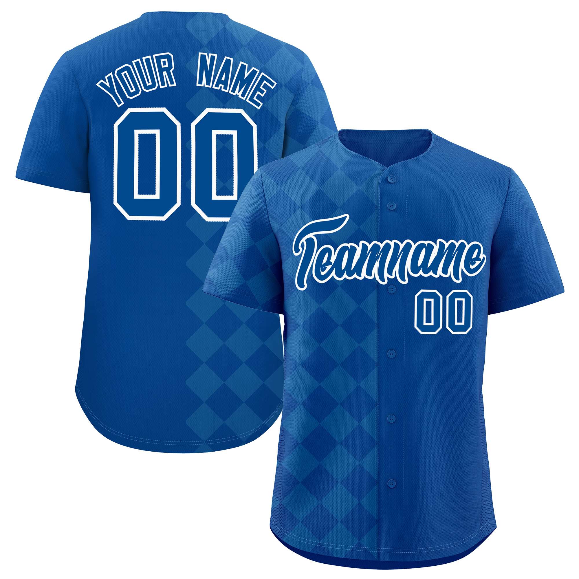 Custom Royal Rhombus Design Authentic Baseball Jersey