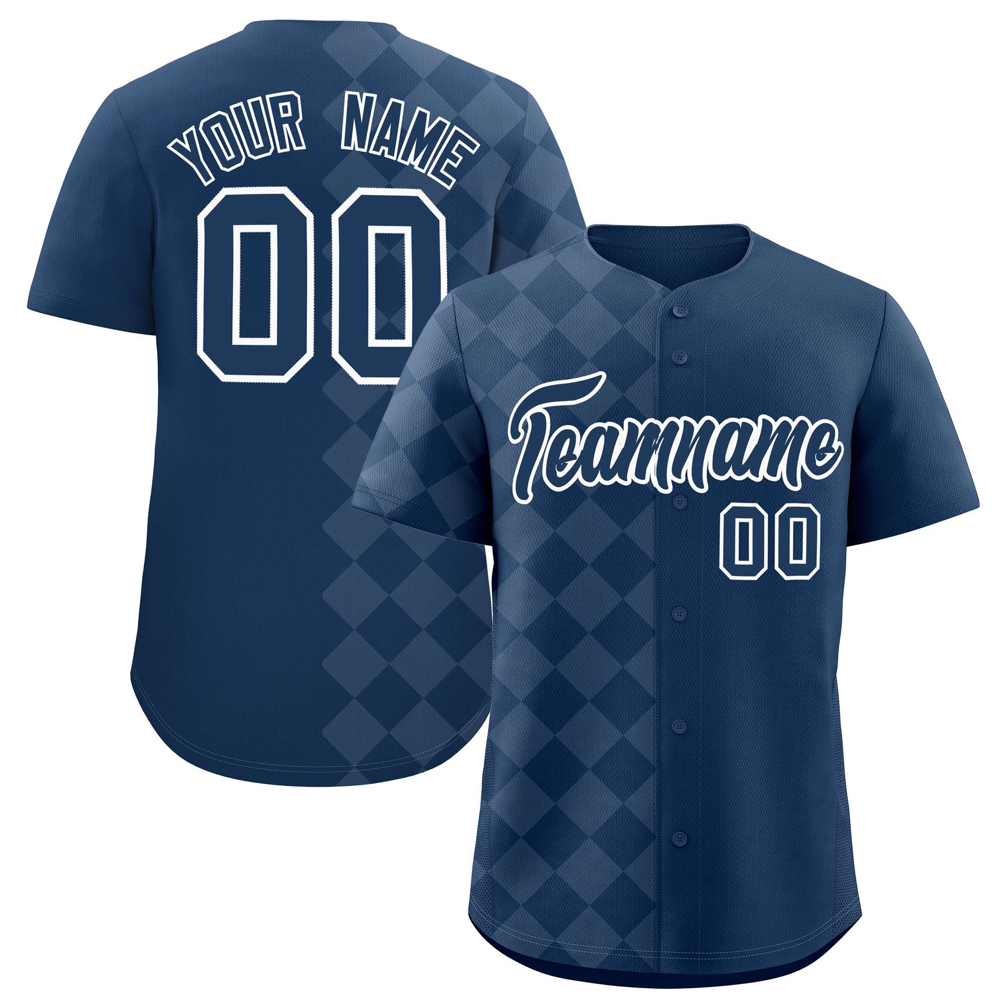 Custom Midnight Blue Rhombus Design Authentic Baseball Jersey