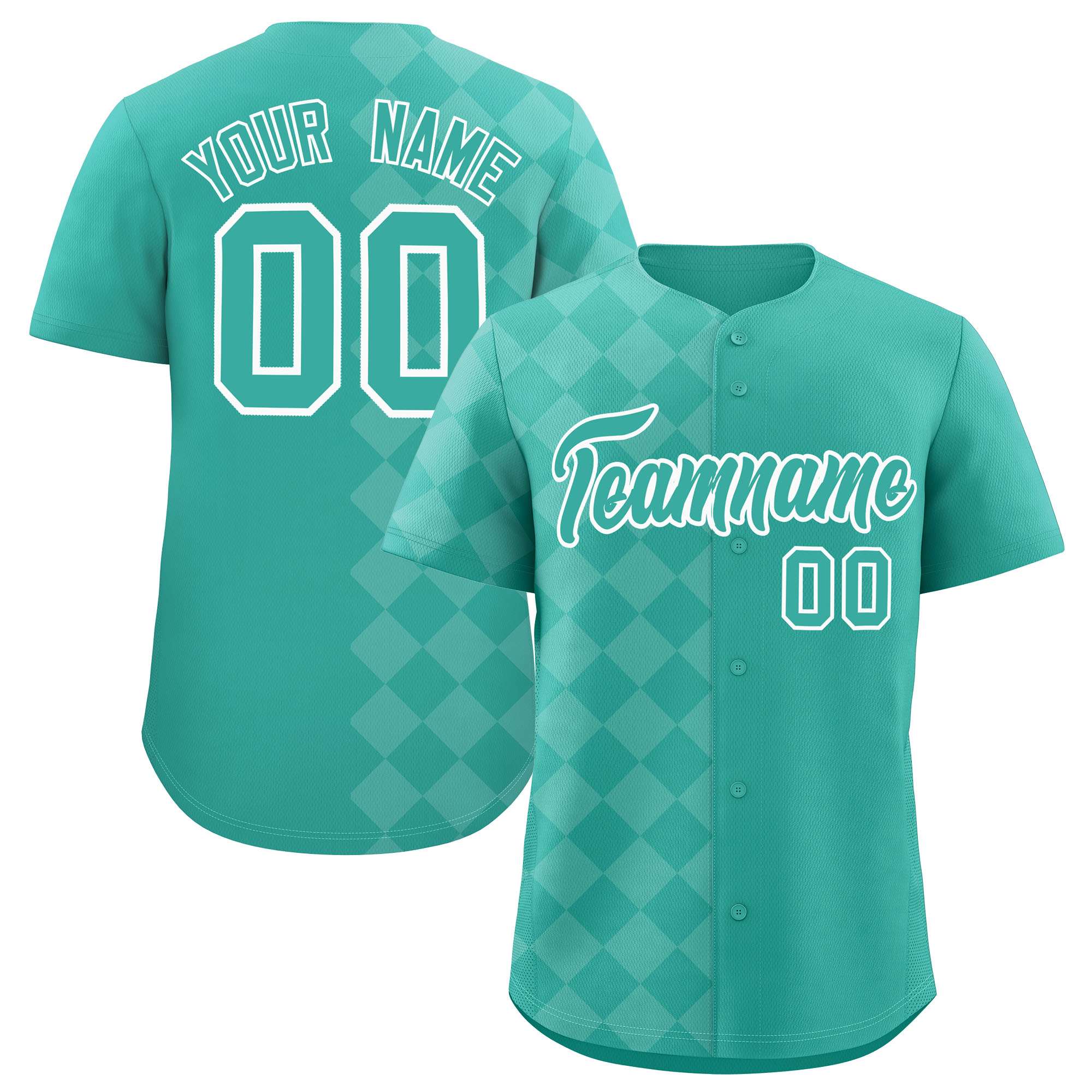 Custom Bright Green Rhombus Design Authentic Baseball Jersey