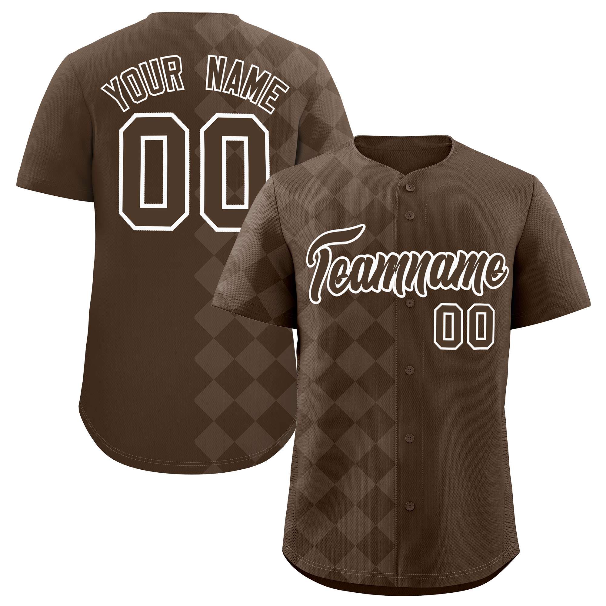 Custom Light Brown Rhombus Design Authentic Baseball Jersey