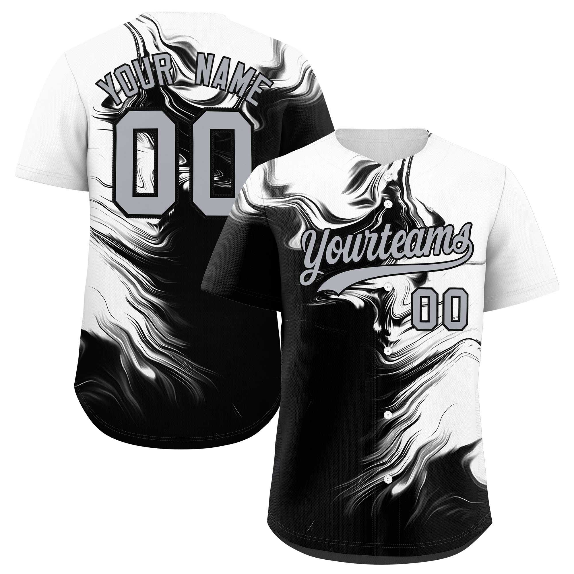 Custom White Black Personalized Ink Pattern Authentic Baseball Jersey