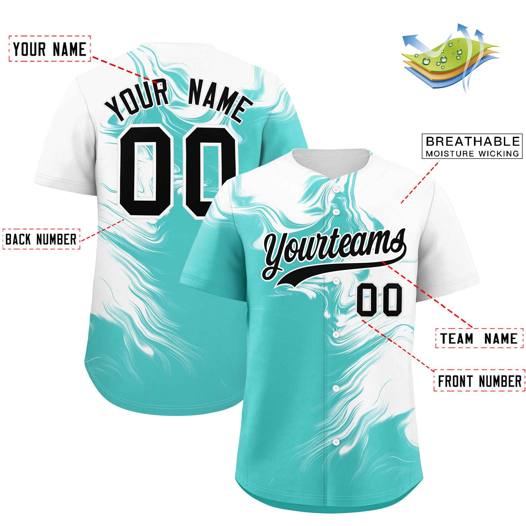 Custom White Bright Green Personalized Ink Pattern Authentic Baseball Jersey