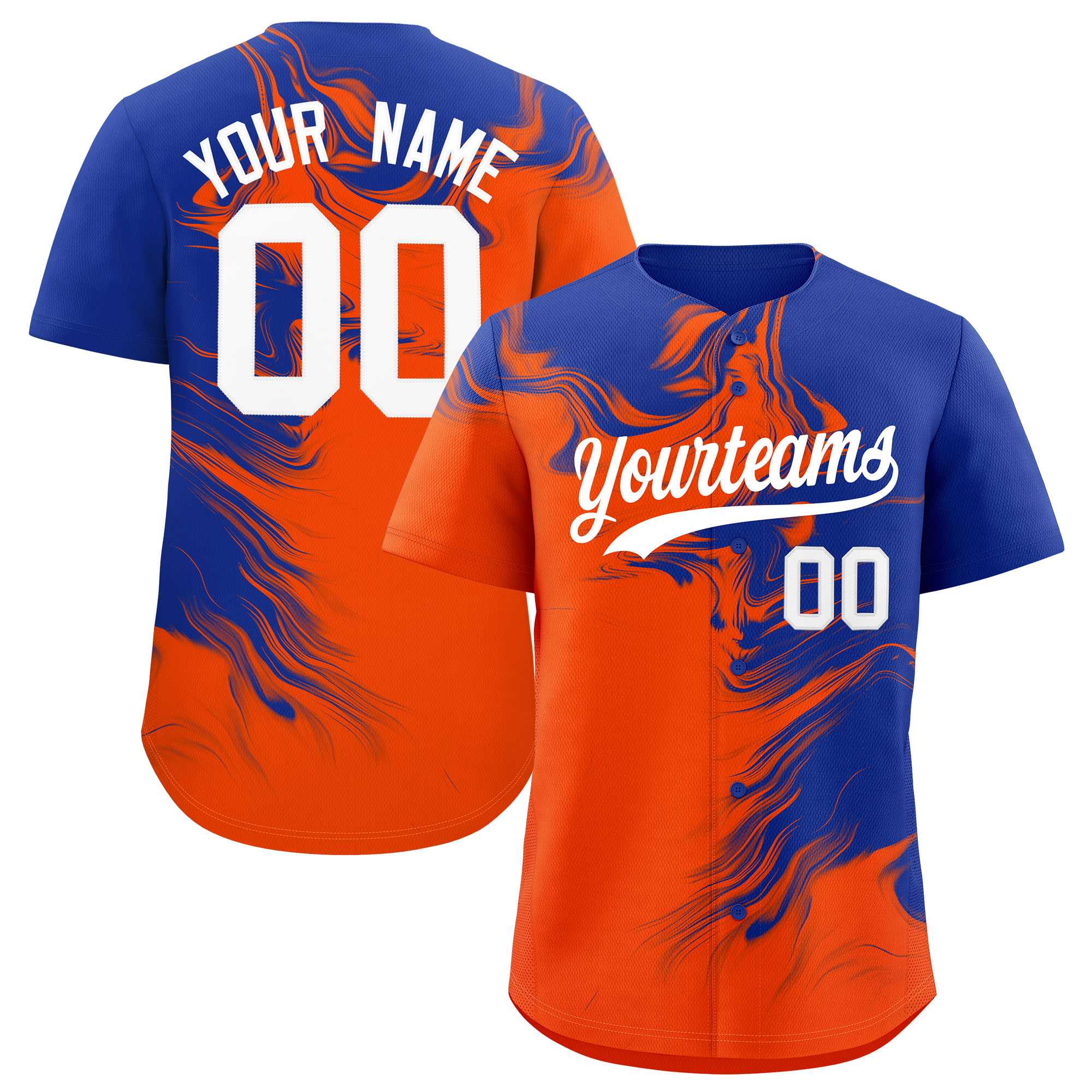 Custom Royal Orange Personalized Ink Pattern Authentic Baseball Jersey