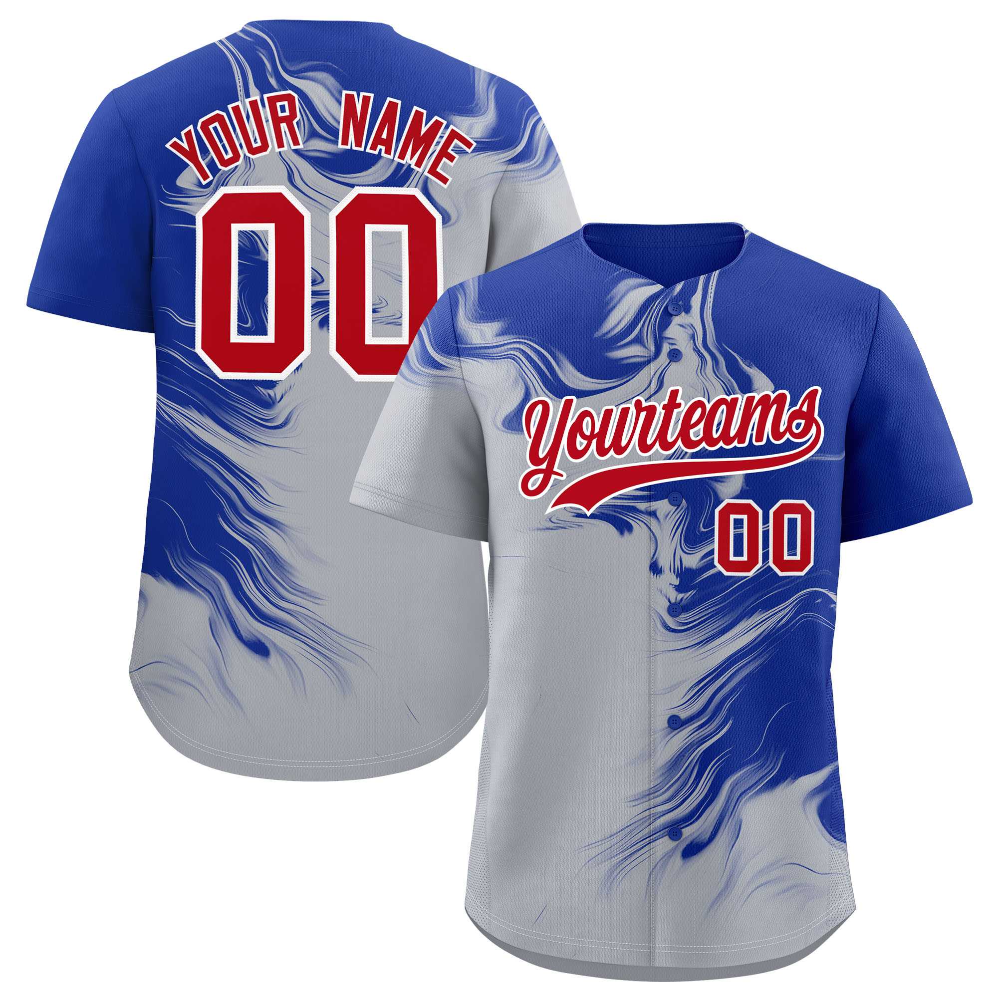 Custom Royal Gray Personalized Ink Pattern Authentic Baseball Jersey