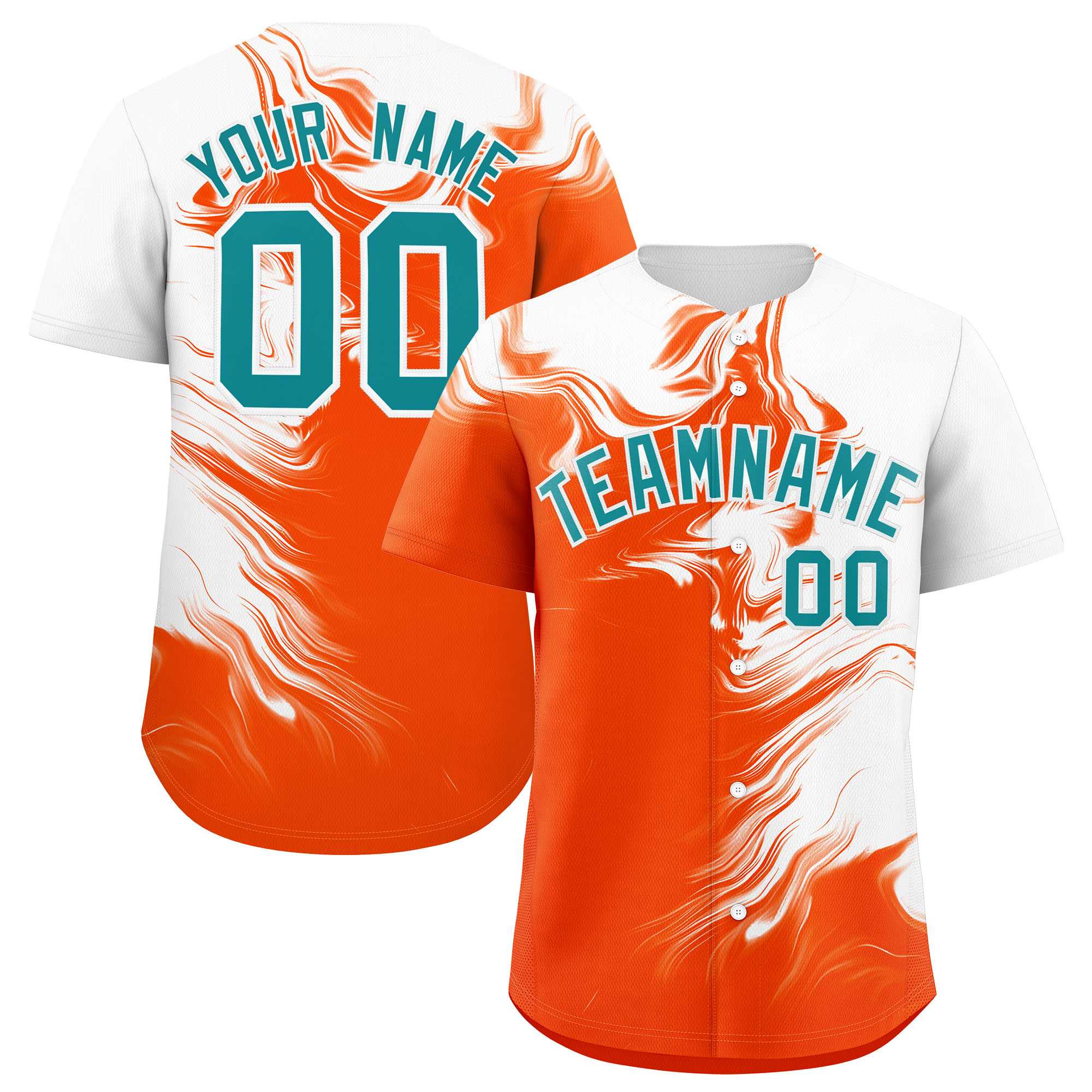 Custom White Orange Personalized Ink Pattern Authentic Baseball Jersey