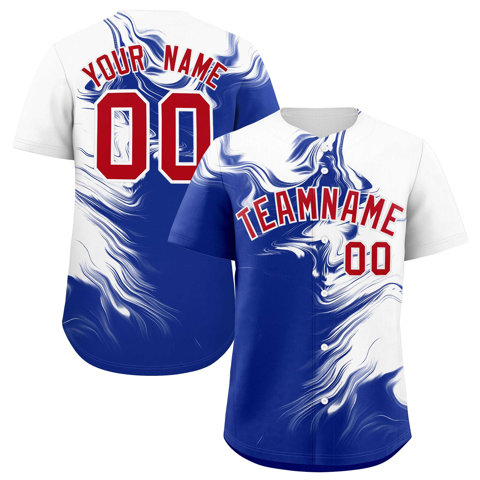 Custom White Royal Personalized Ink Pattern Authentic Baseball Jersey