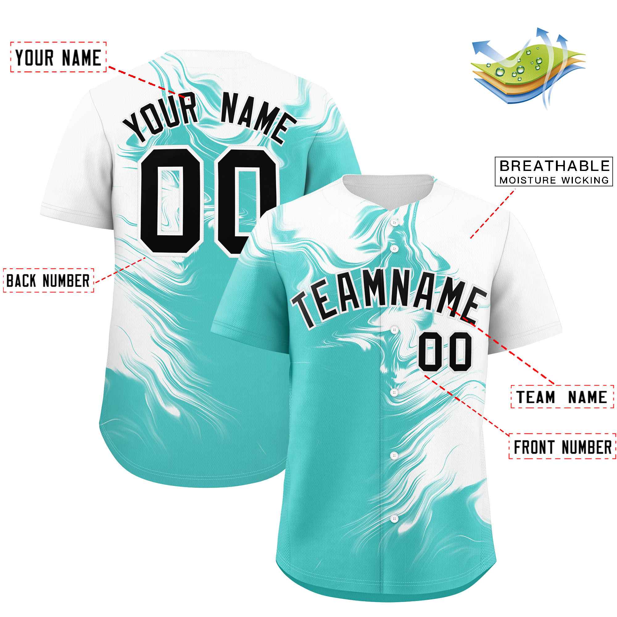 Custom White Bright Green Personalized Ink Pattern Authentic Baseball Jersey