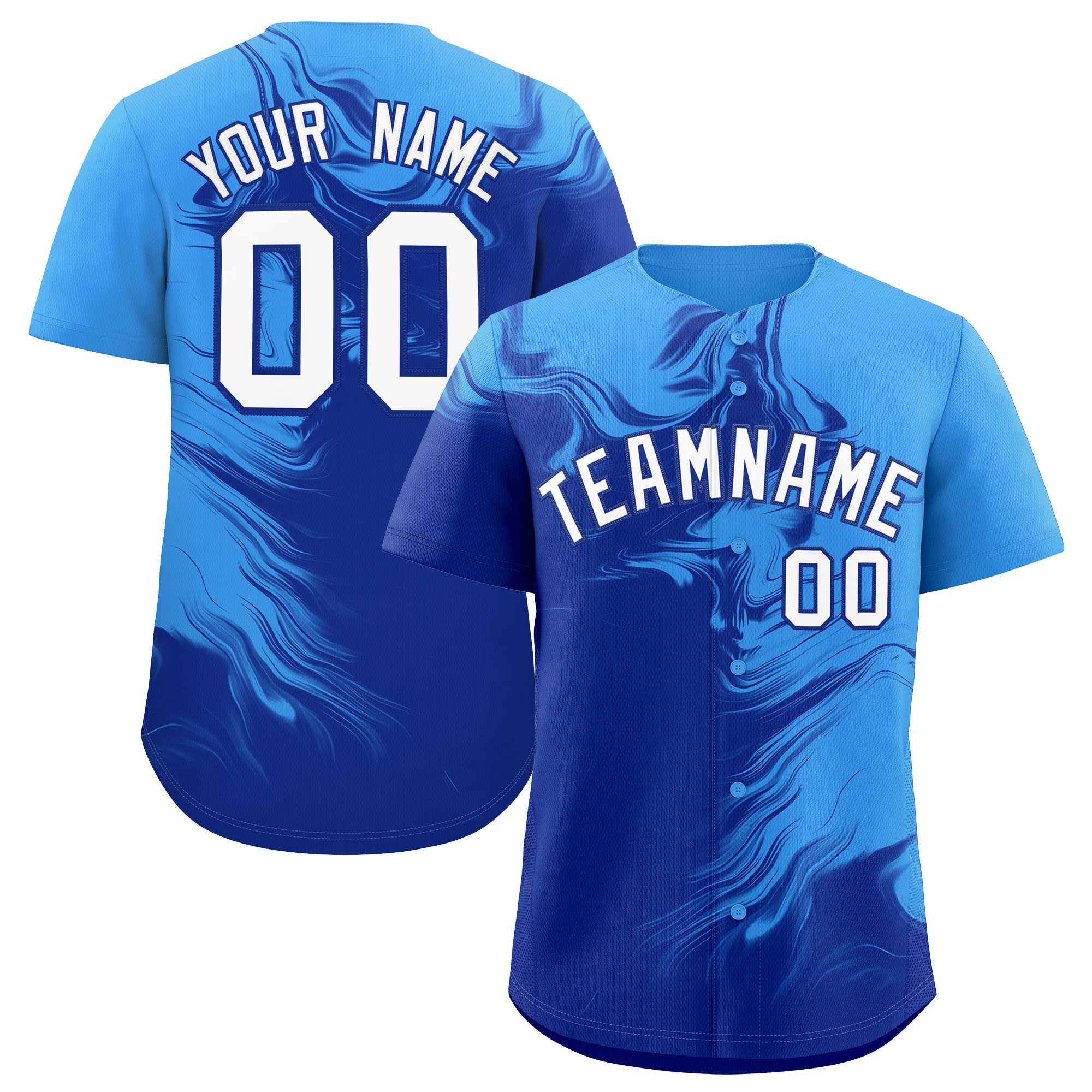 Custom Powder Blue Royal Personalized Ink Pattern Authentic Baseball Jersey