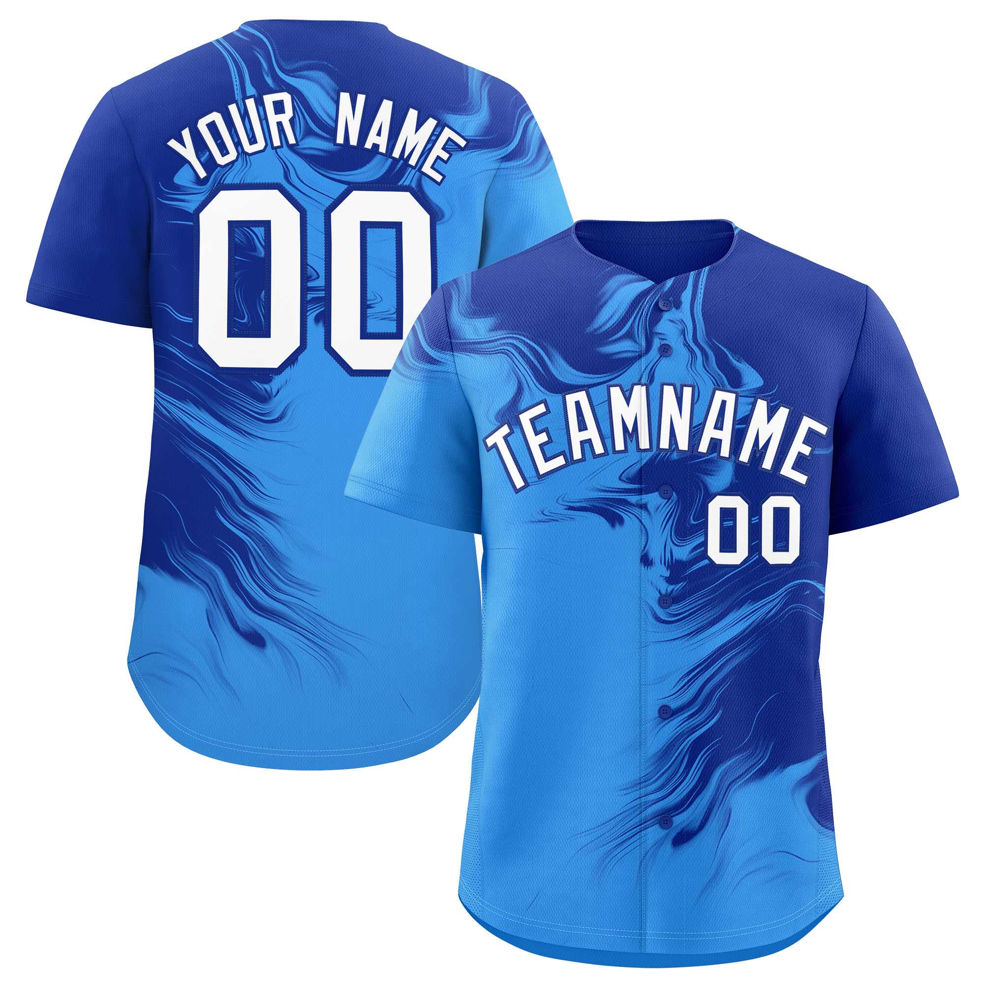 Custom Royal Powder Blue Personalized Ink Pattern Authentic Baseball Jersey