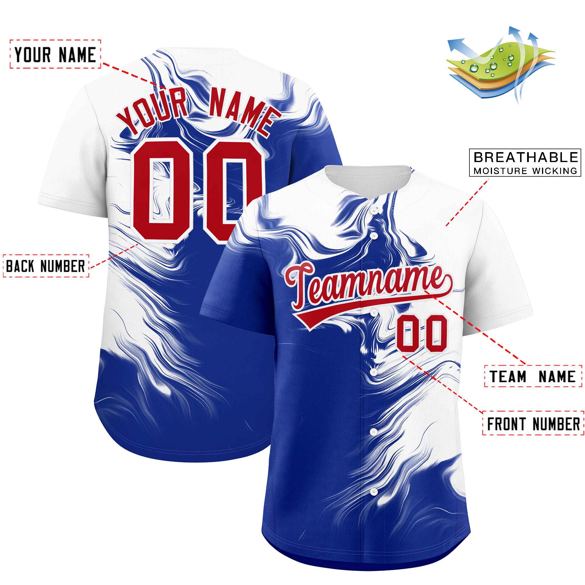 Custom White Royal Personalized Ink Pattern Authentic Baseball Jersey