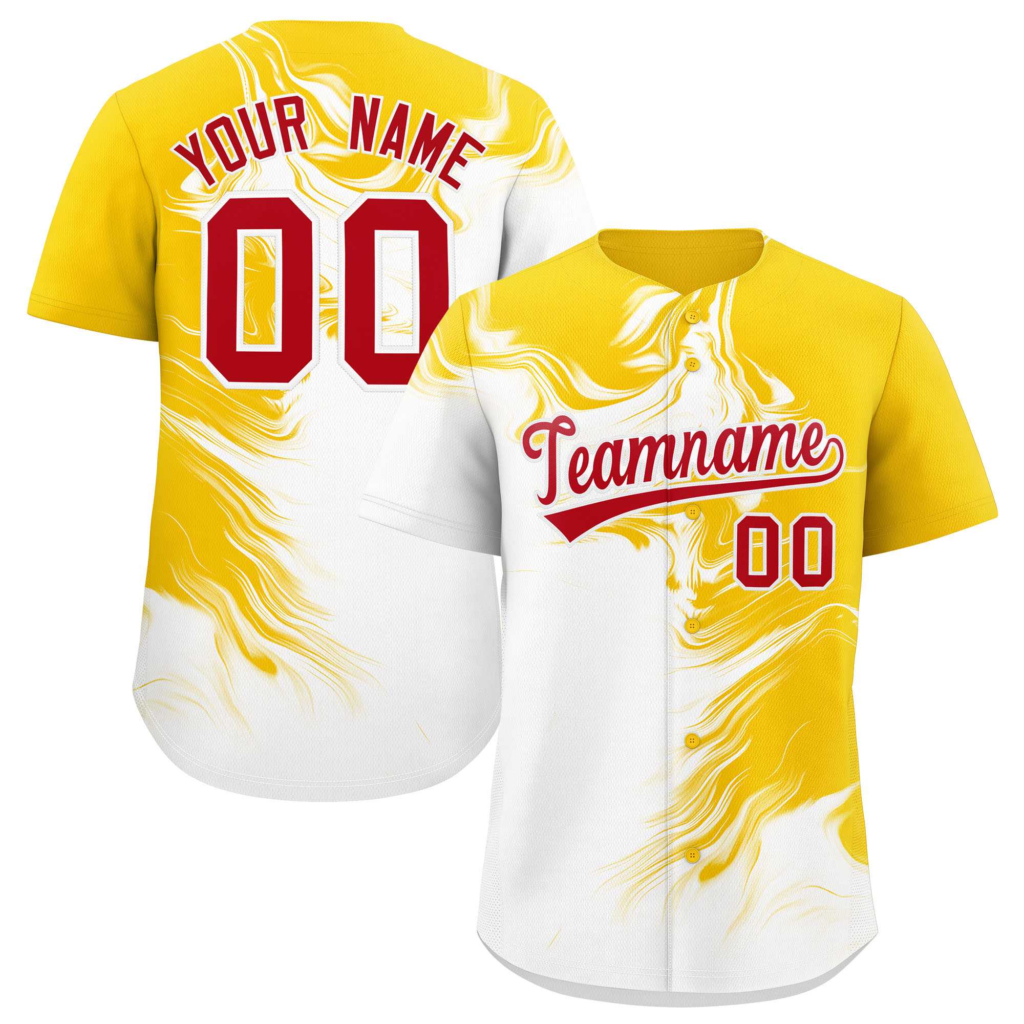 Custom Gold White Personalized Ink Pattern Authentic Baseball Jersey