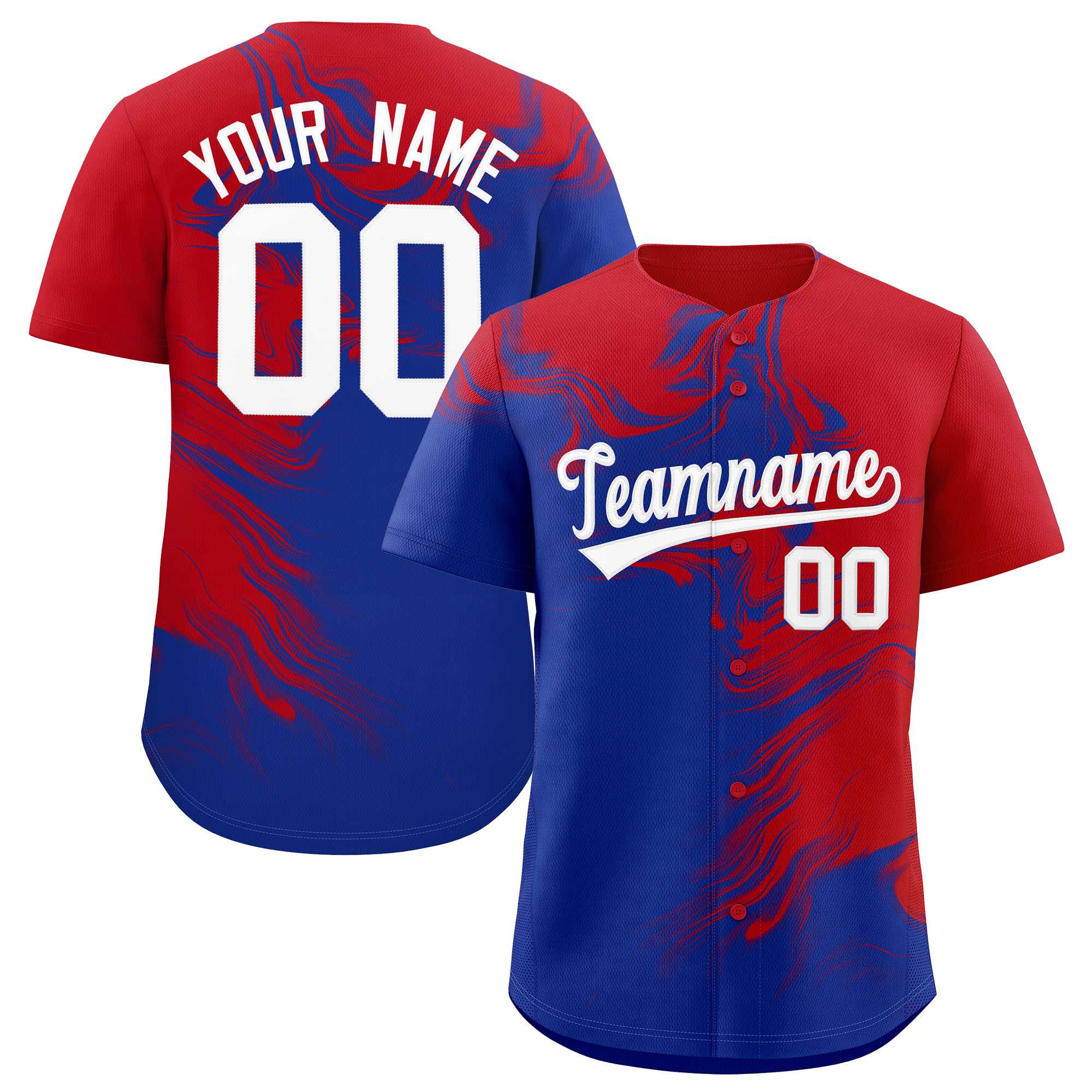 Custom Red Royal Personalized Ink Pattern Authentic Baseball Jersey