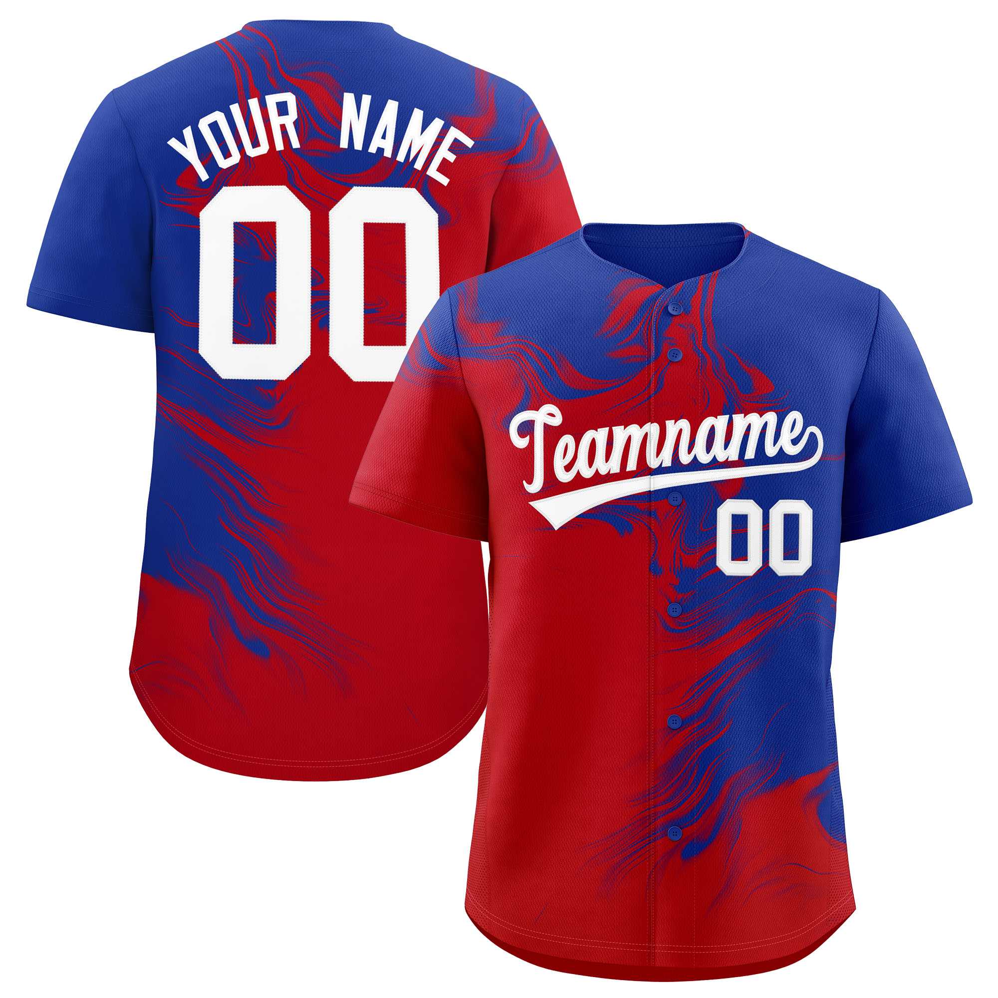 Custom Royal Red Personalized Ink Pattern Authentic Baseball Jersey