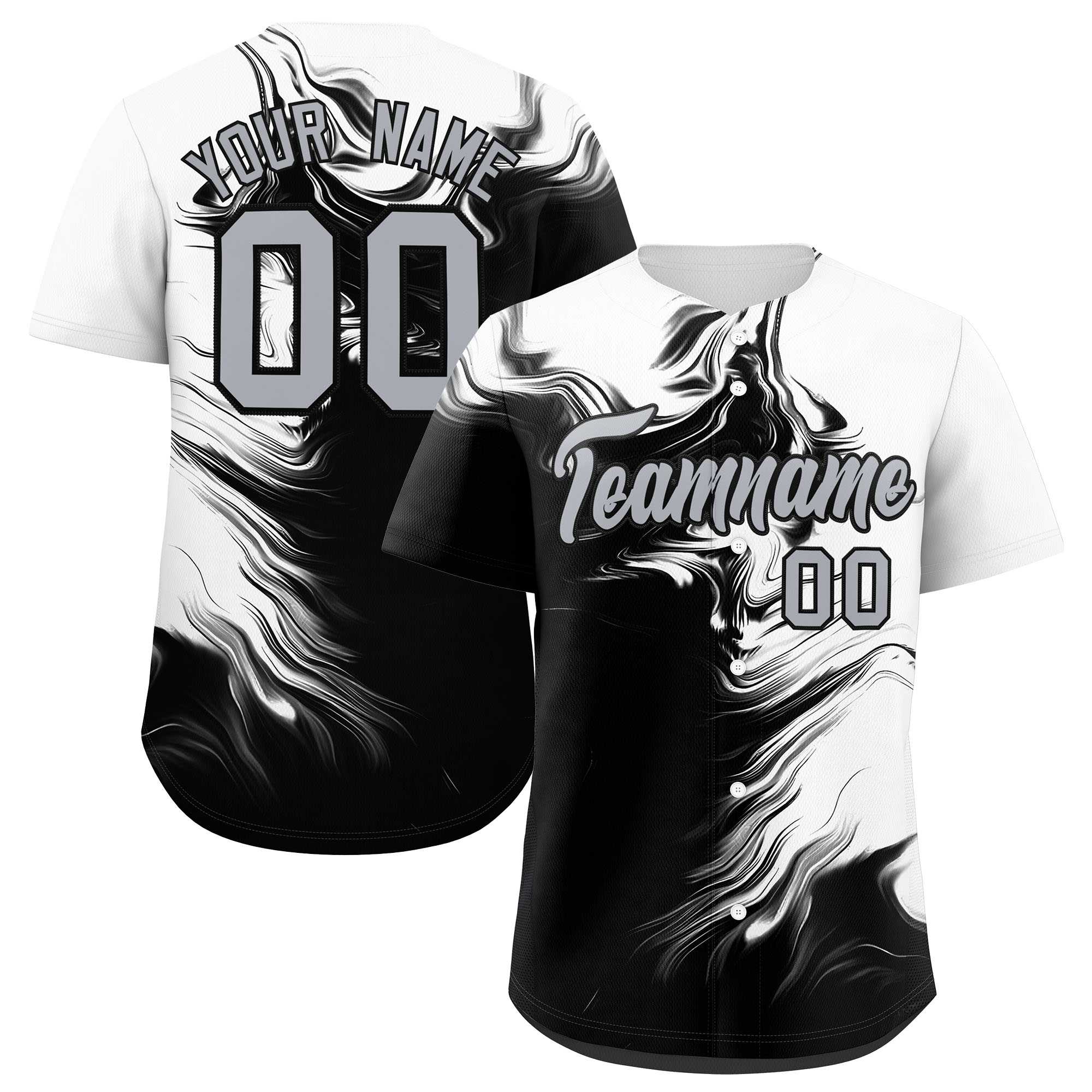 Custom White Black Personalized Ink Pattern Authentic Baseball Jersey