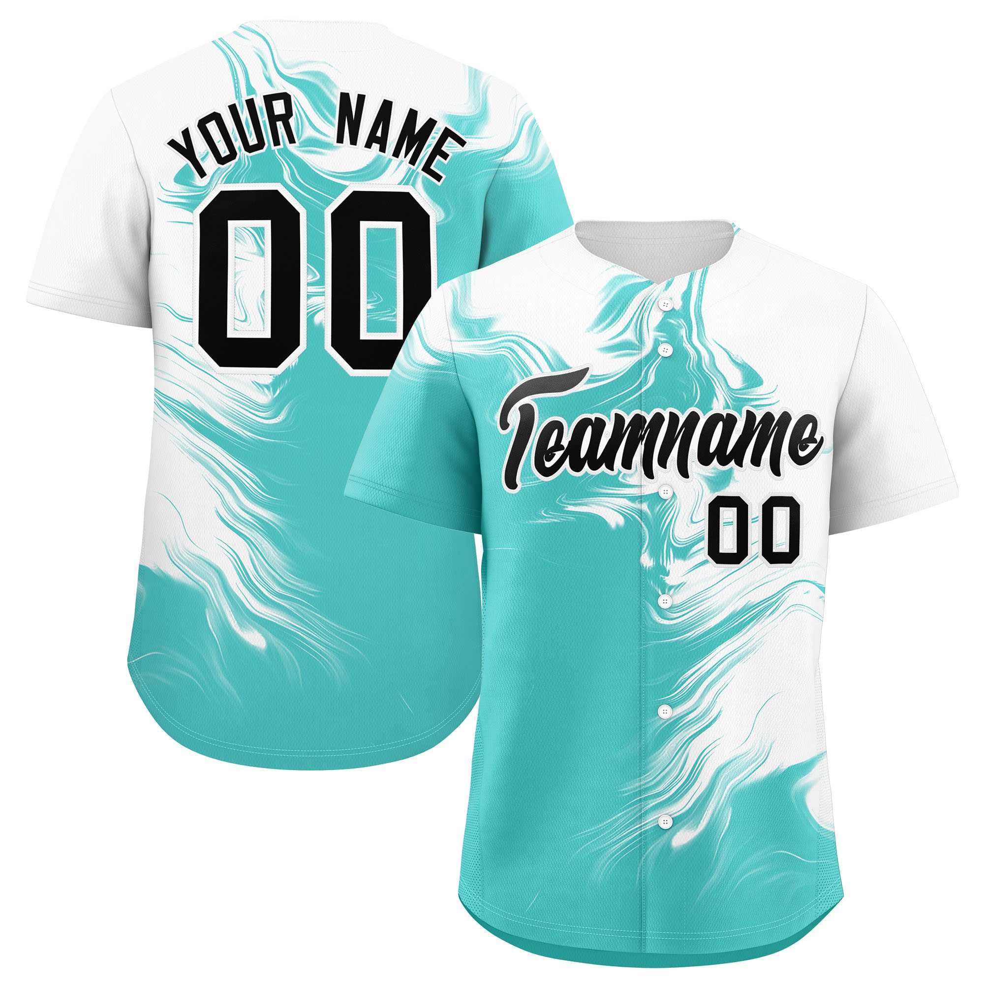 Custom White Bright Green Personalized Ink Pattern Authentic Baseball Jersey