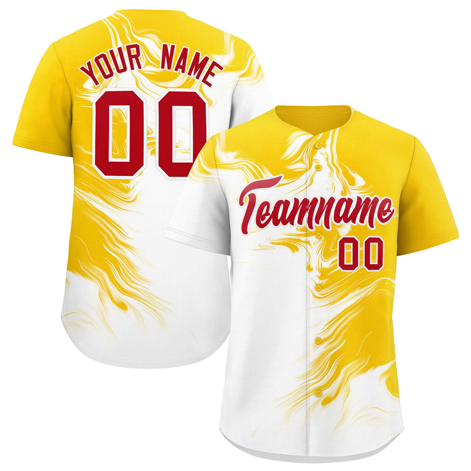 Custom Gold White Personalized Ink Pattern Authentic Baseball Jersey