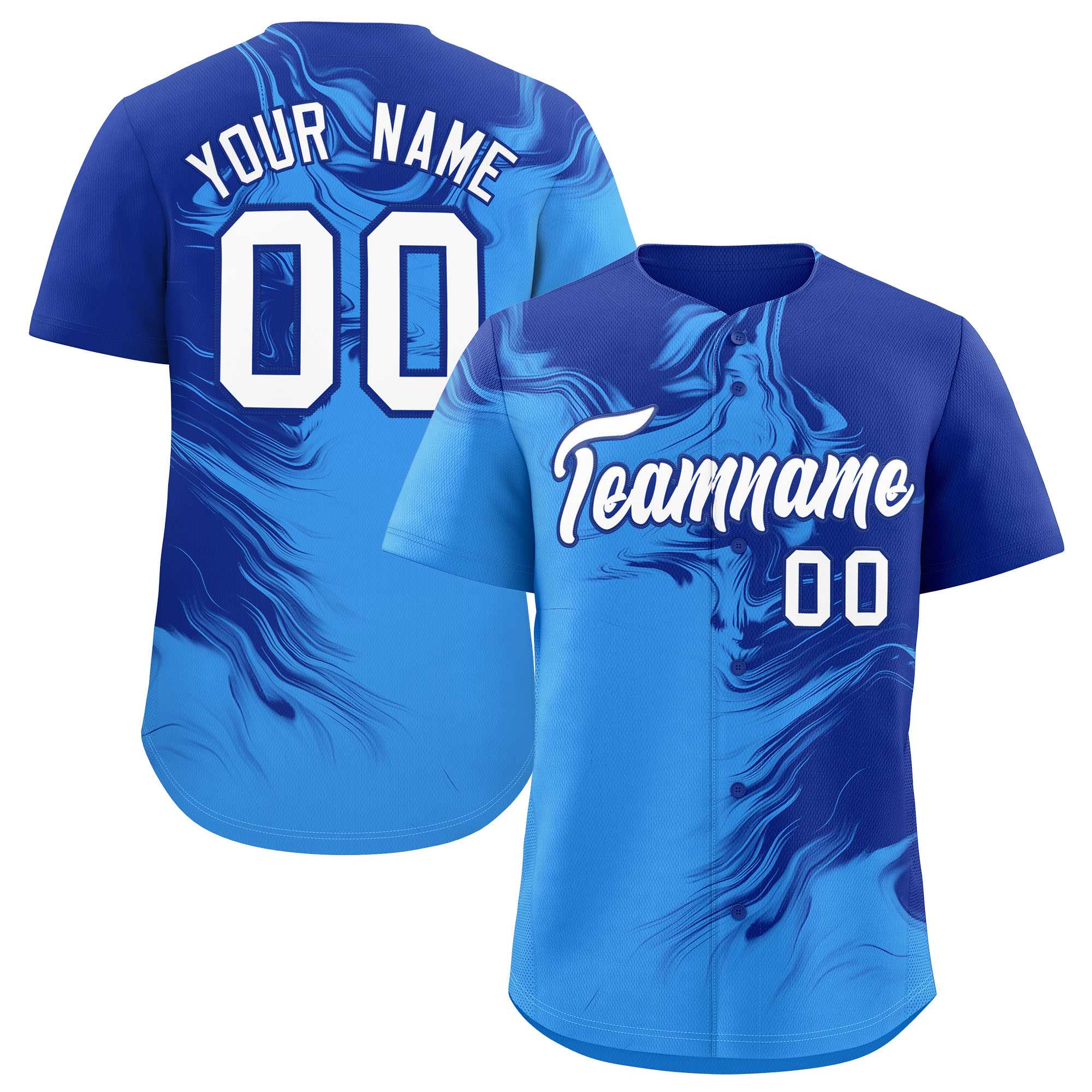 Custom Royal Powder Blue Personalized Ink Pattern Authentic Baseball Jersey