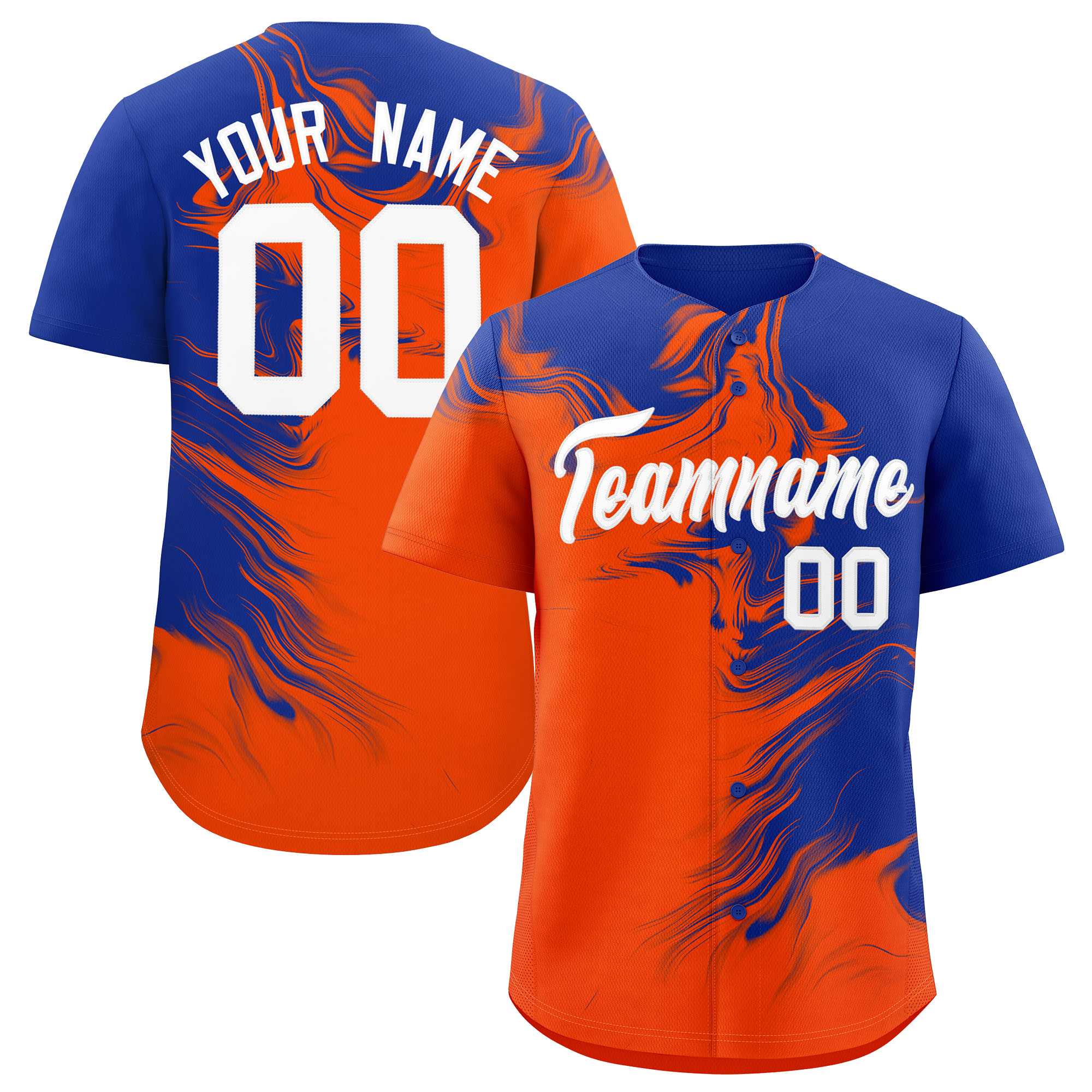 Custom Royal Orange Personalized Ink Pattern Authentic Baseball Jersey