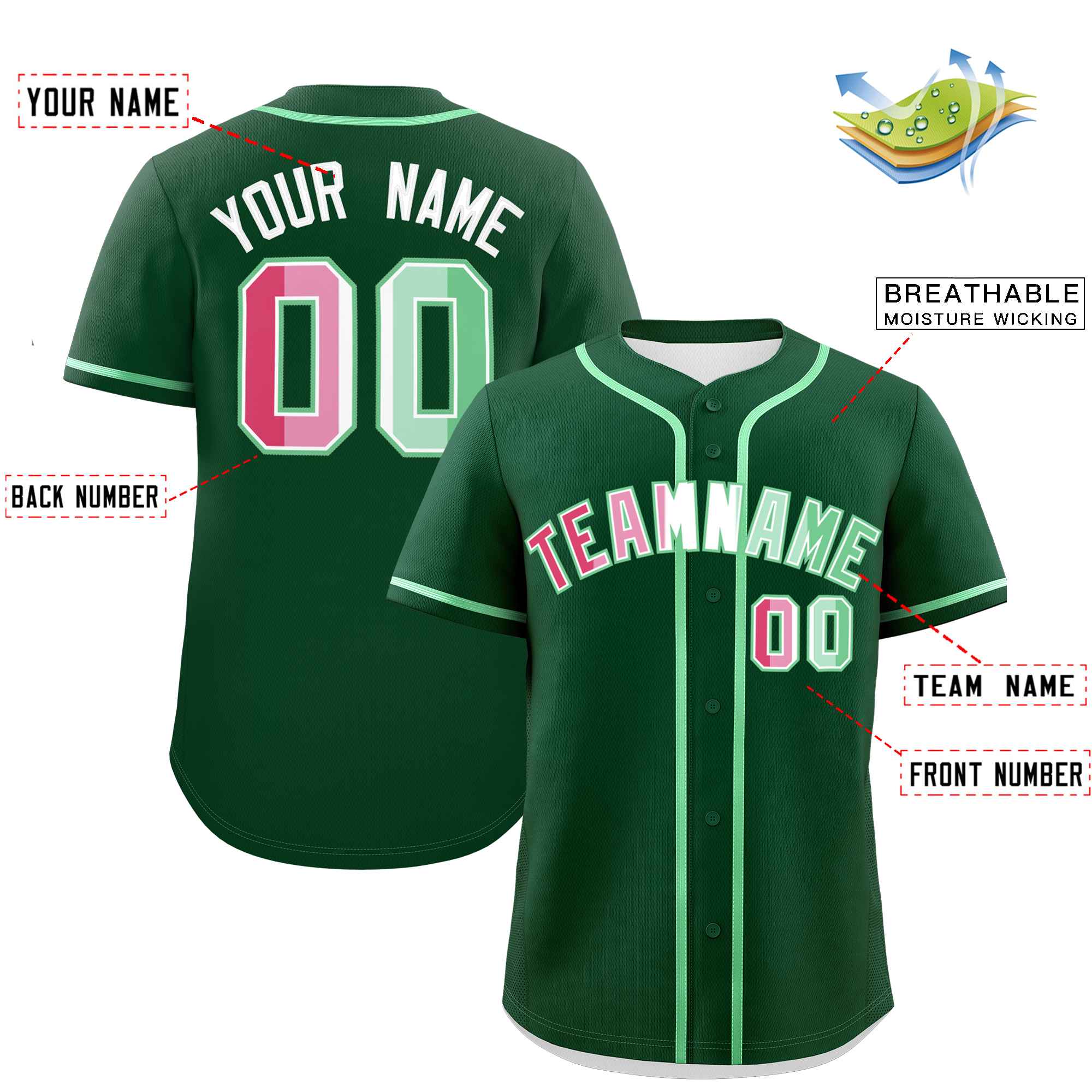 Custom Green Abrosexual For Pride Month Classic Style Authentic Baseball Jersey