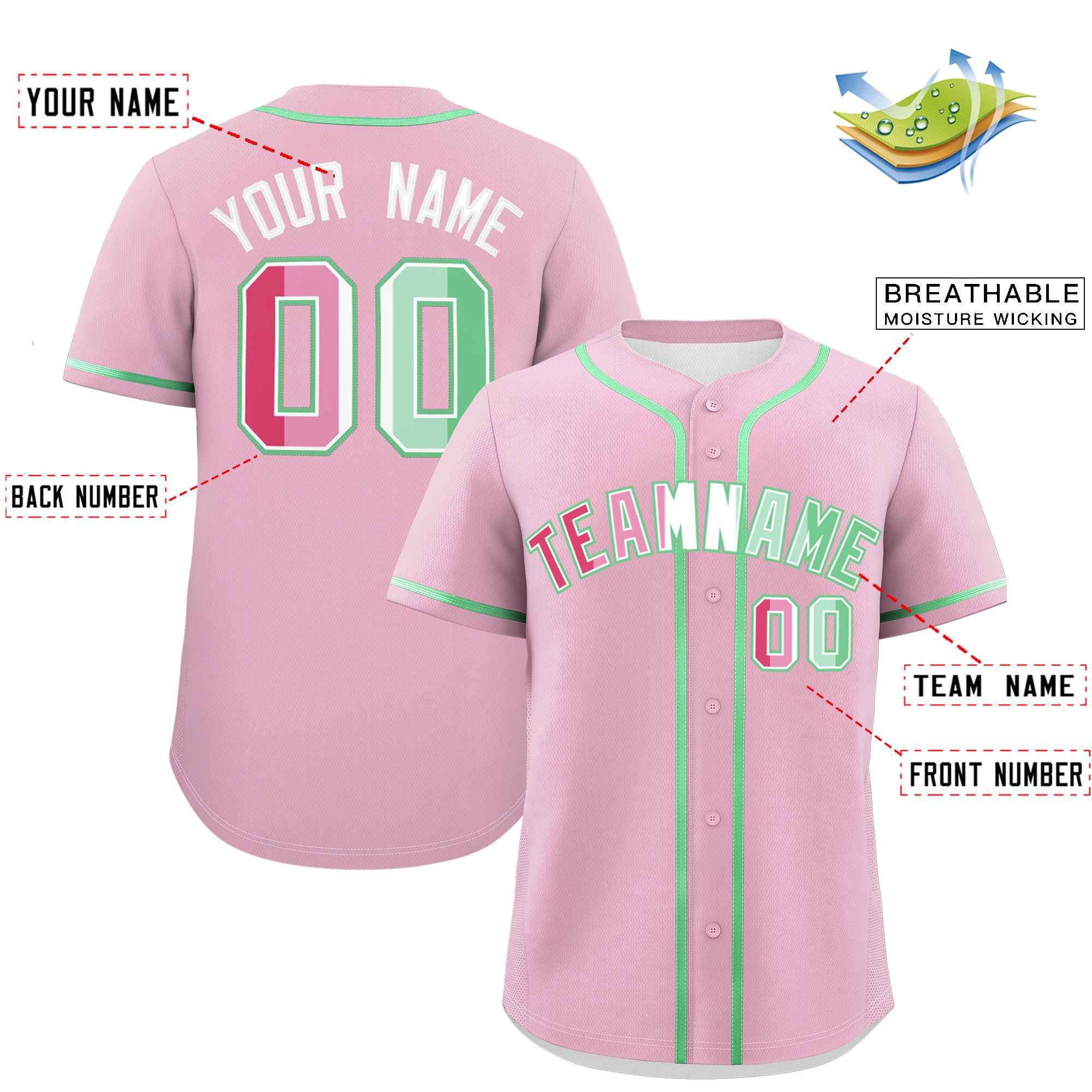 Custom Light Pink Abrosexual For Pride Month Classic Style Authentic Baseball Jersey