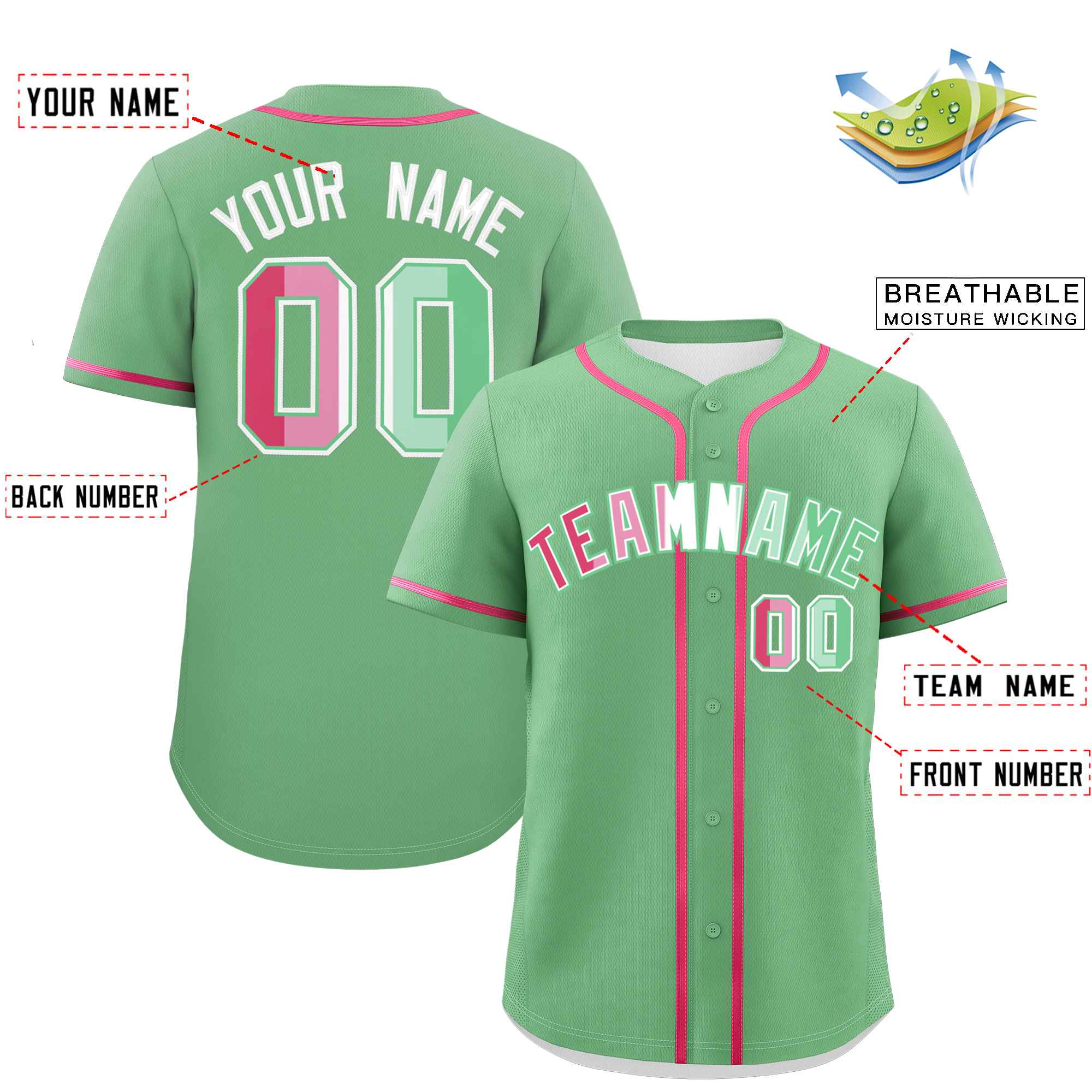 Custom Light Green Abrosexual For Pride Month Classic Style Authentic Baseball Jersey