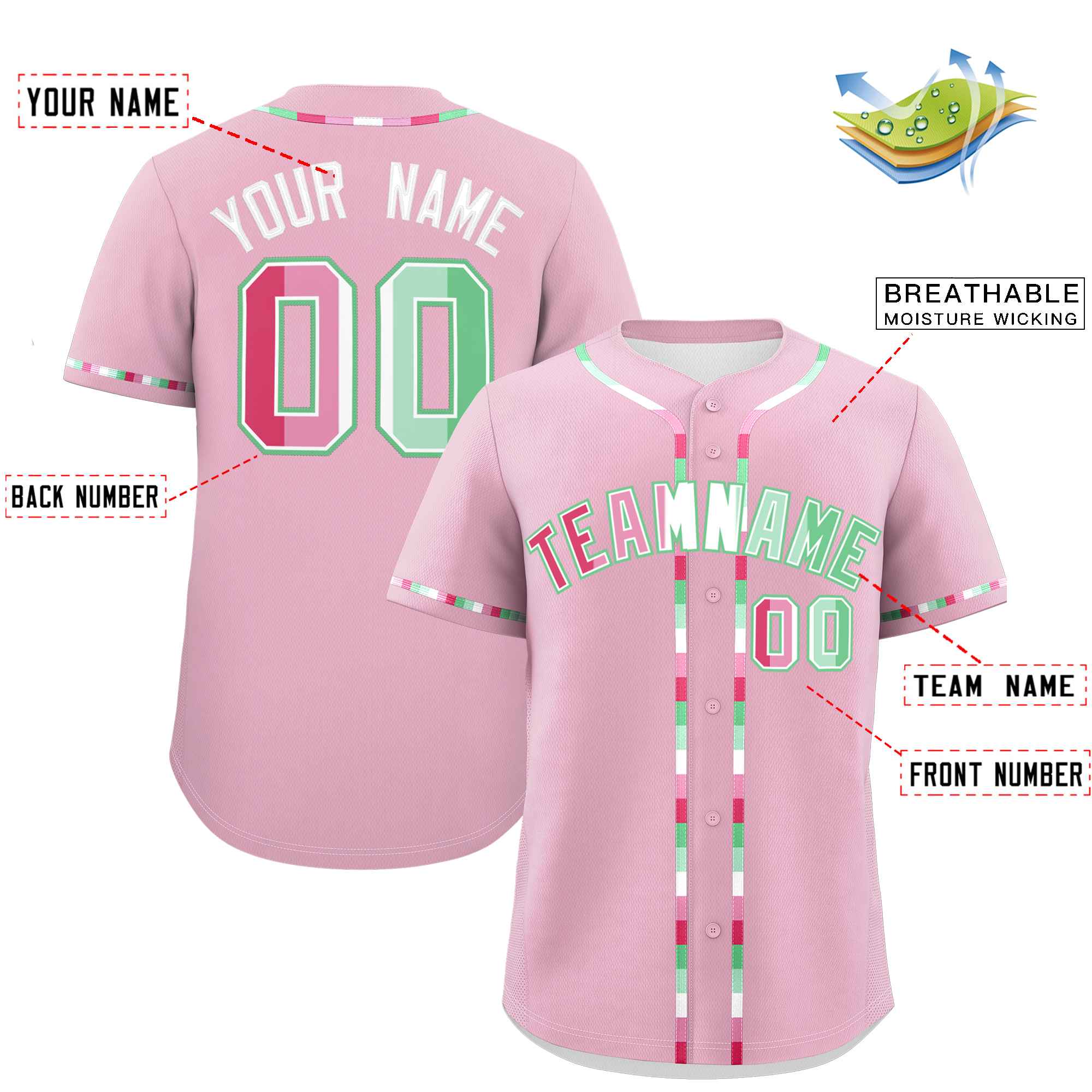 Custom Light Pink Abrosexual For Pride Month Classic Style Authentic Baseball Jersey