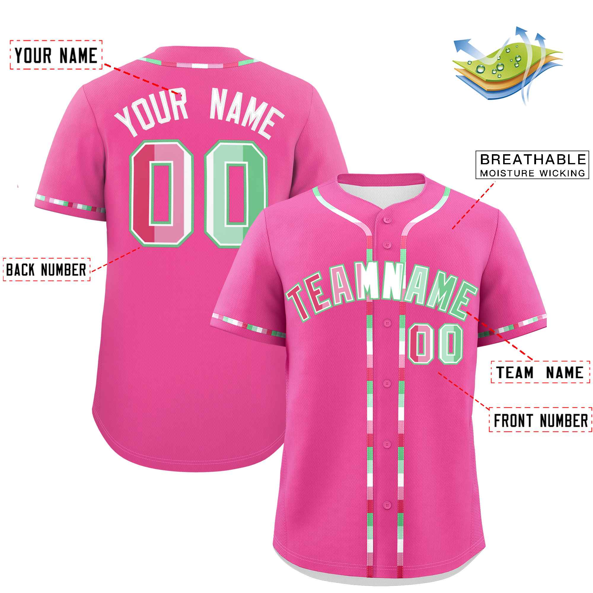 Custom Pink Abrosexual For Pride Month Classic Style Authentic Baseball Jersey