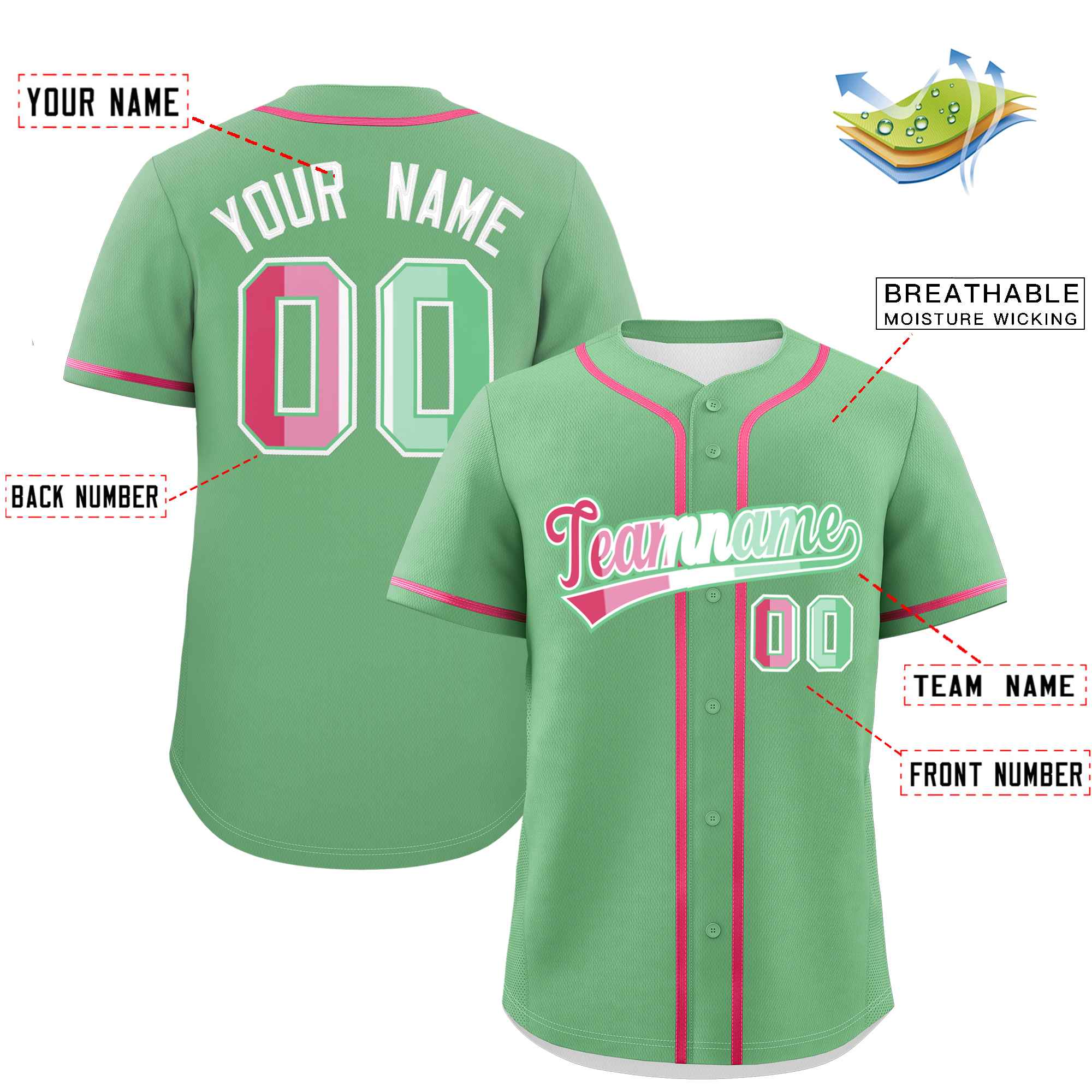 Custom Light Green Abrosexual For Pride Month Classic Style Authentic Baseball Jersey