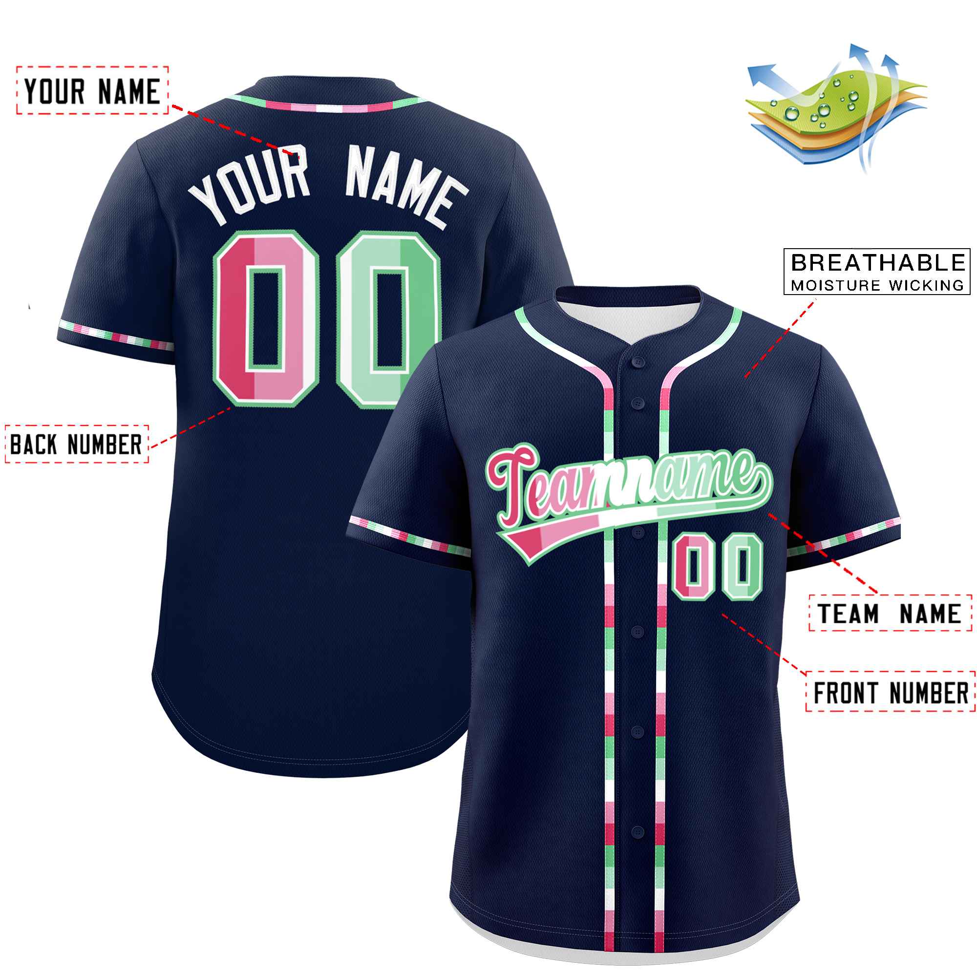 Custom Navy Abrosexual For Pride Month Classic Style Authentic Baseball Jersey