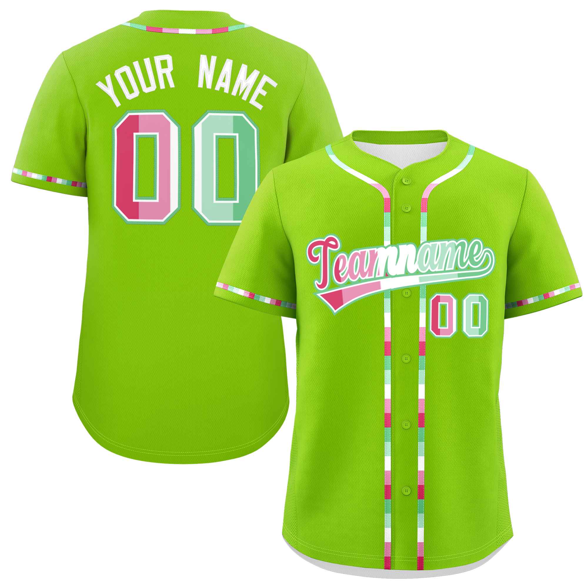 Custom Neon Green Abrosexual For Pride Month Classic Style Authentic Baseball Jersey