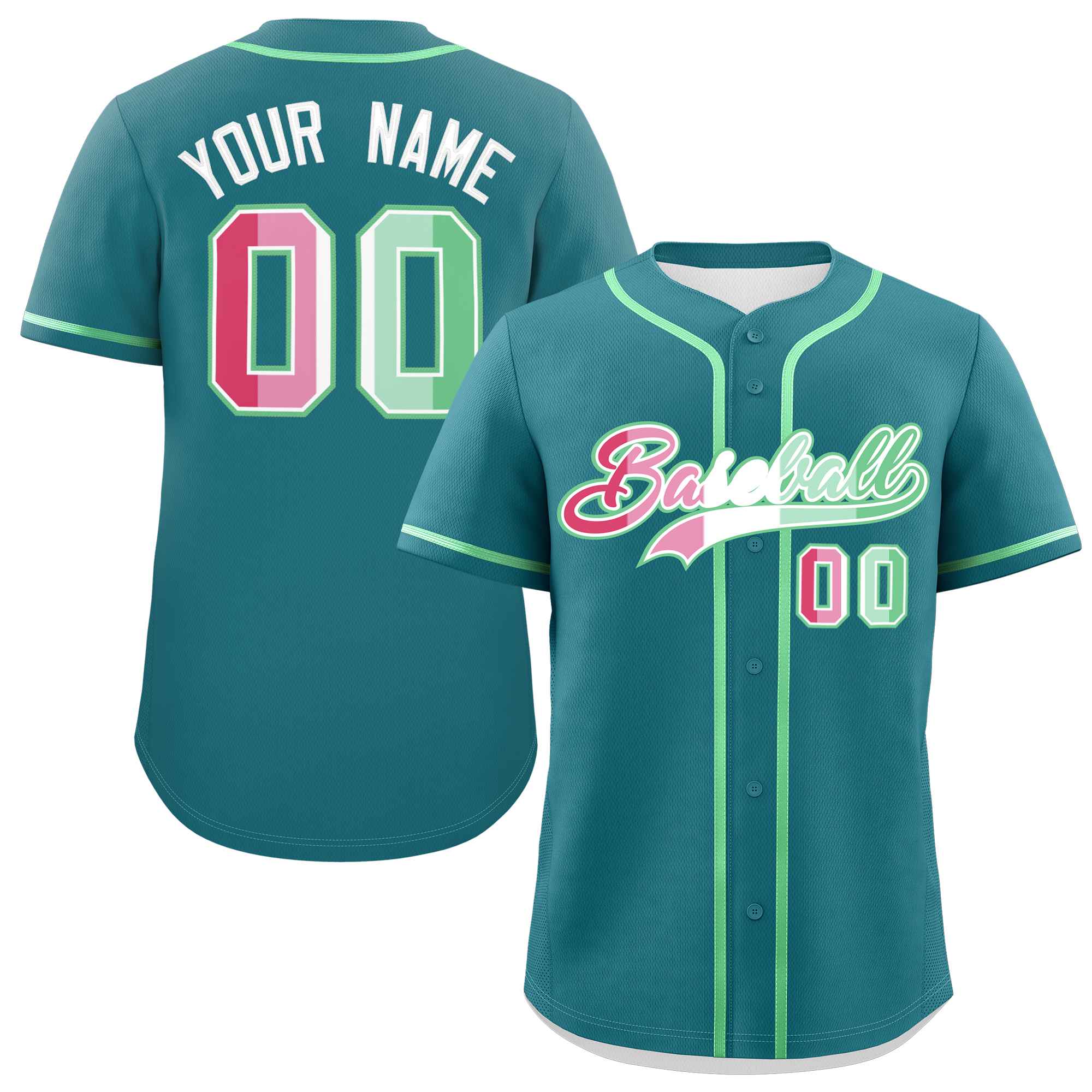 Custom Aqua Abrosexual For Pride Month Classic Style Authentic Baseball Jersey