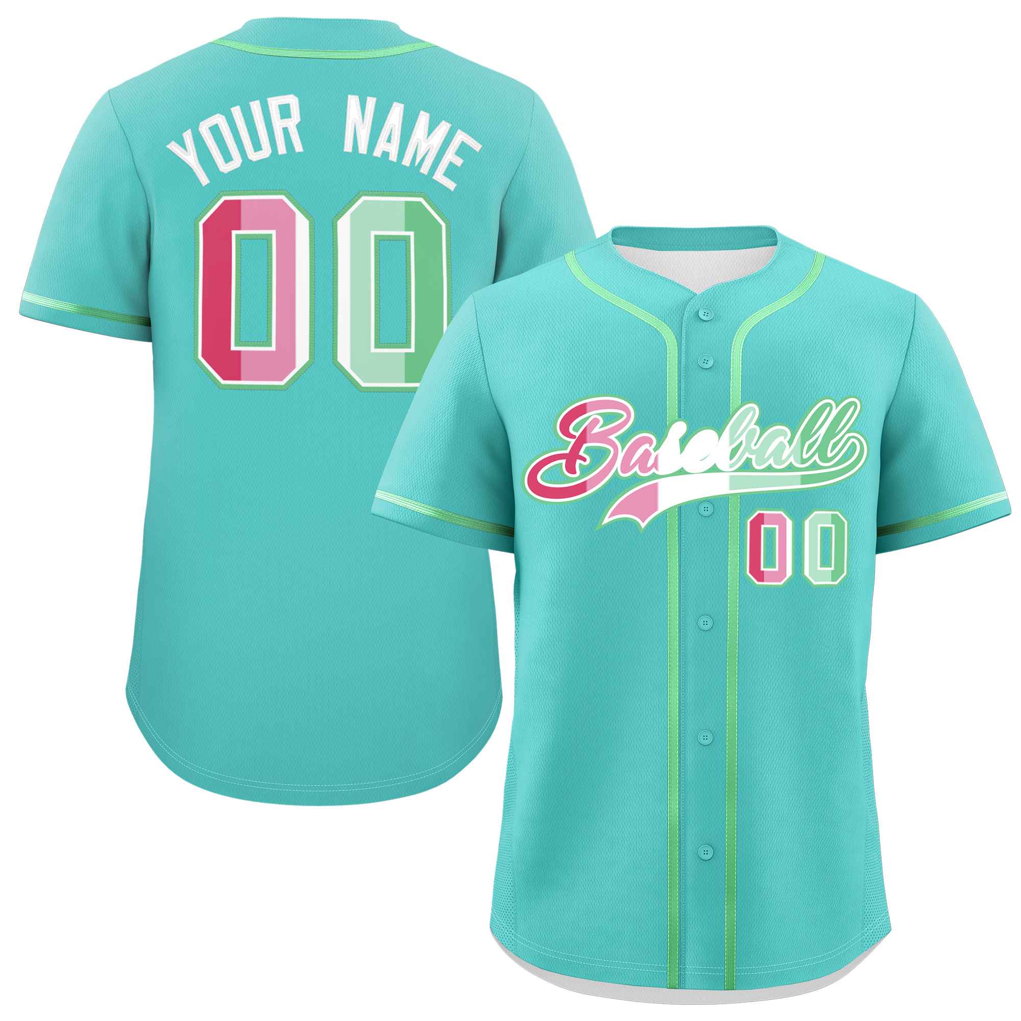 Custom Aqua Abrosexual For Pride Month Classic Style Authentic Baseball Jersey