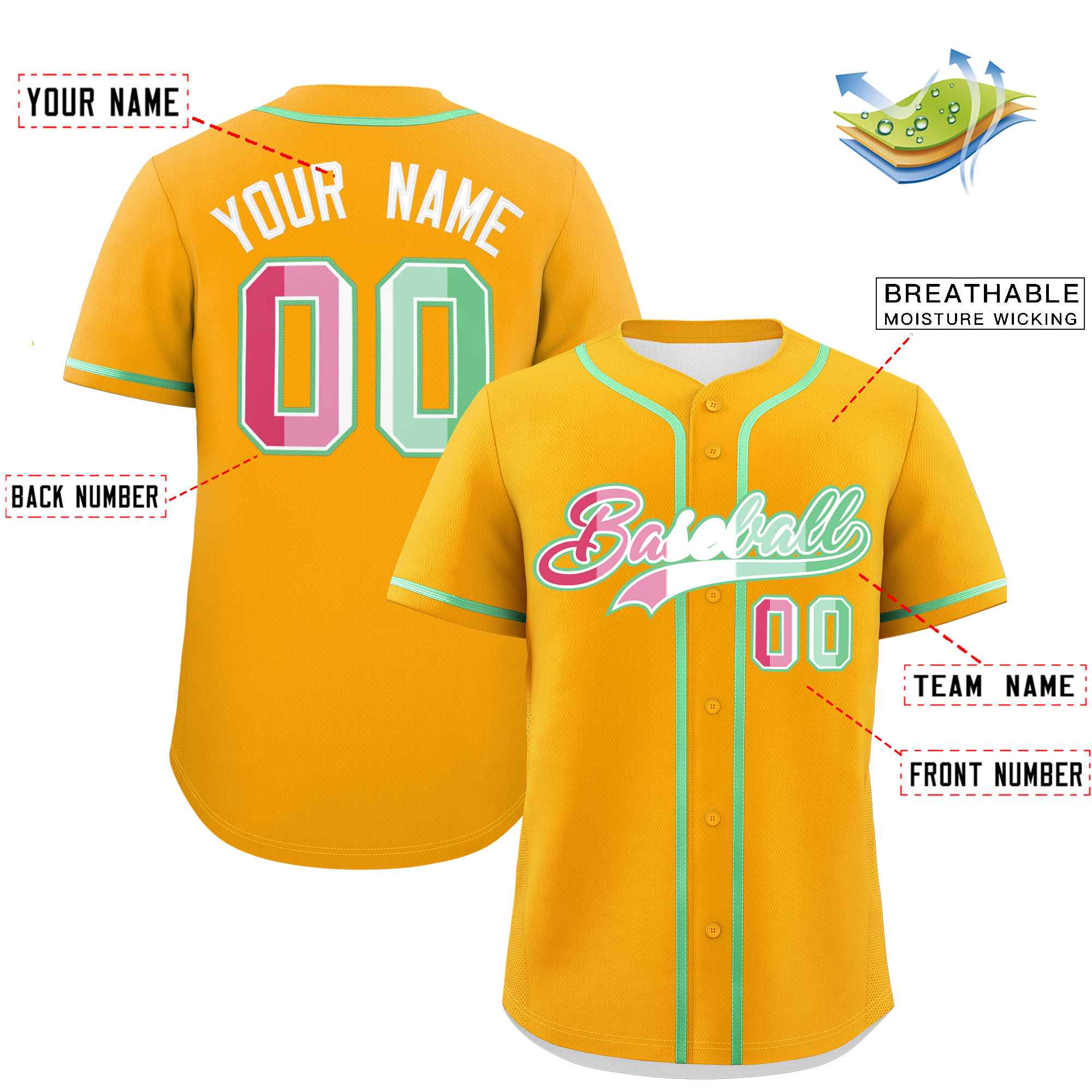 Custom Yellow Abrosexual For Pride Month Classic Style Authentic Baseball Jersey