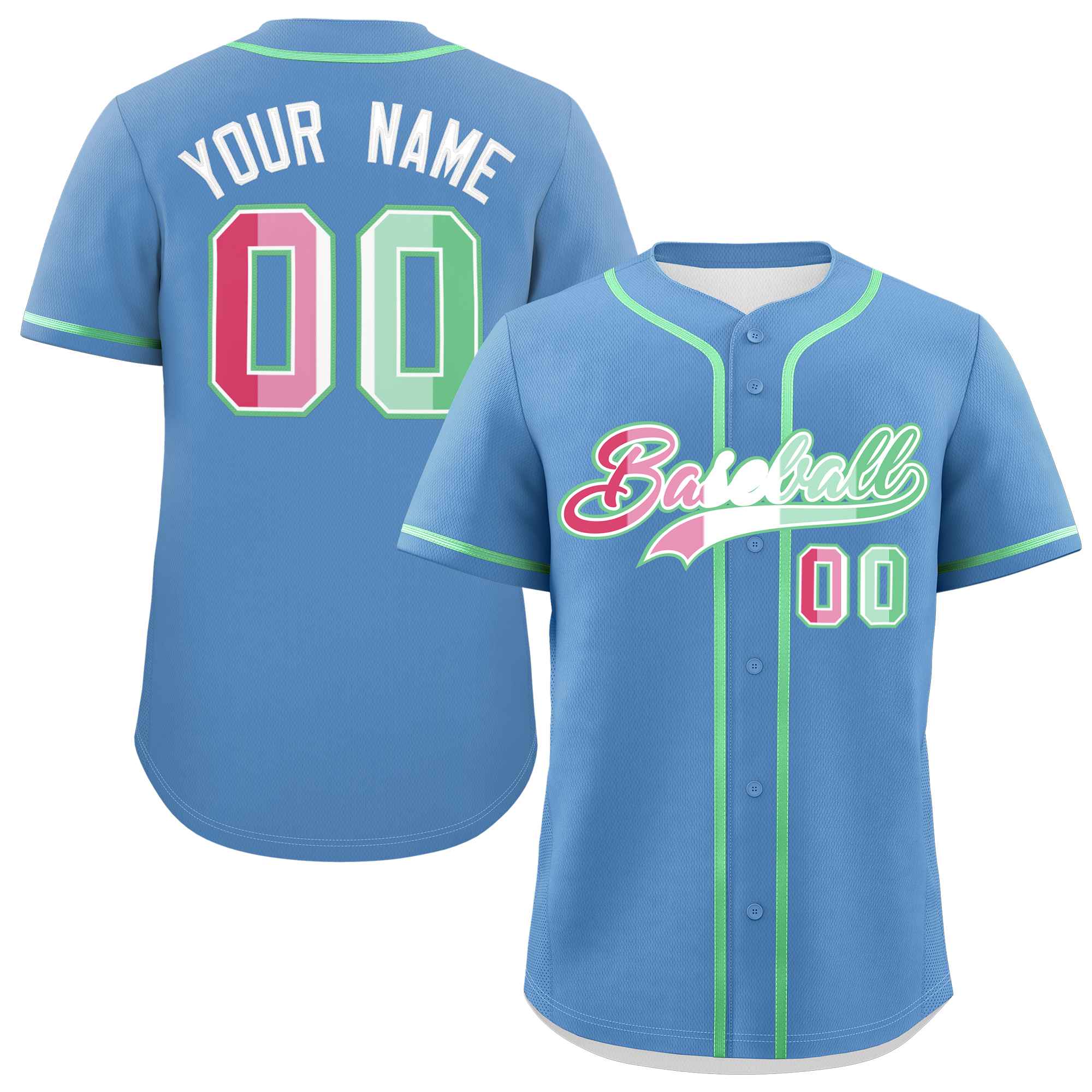 Custom Light Blue Abrosexual For Pride Month Classic Style Authentic Baseball Jersey