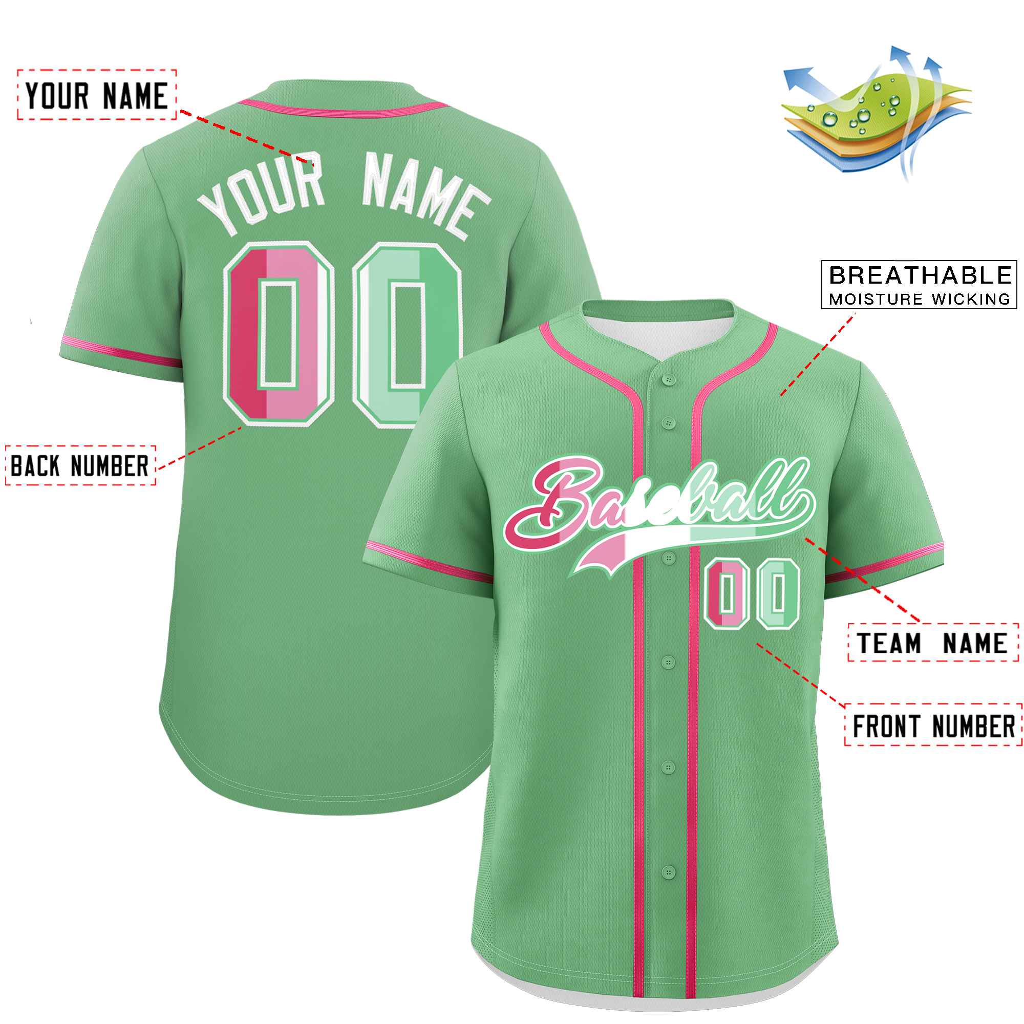 Custom Light Green Abrosexual For Pride Month Classic Style Authentic Baseball Jersey