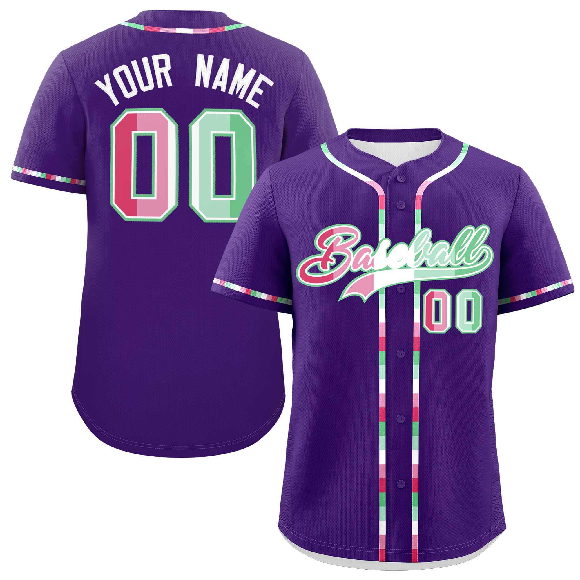 Custom Purple Abrosexual For Pride Month Classic Style Authentic Baseball Jersey