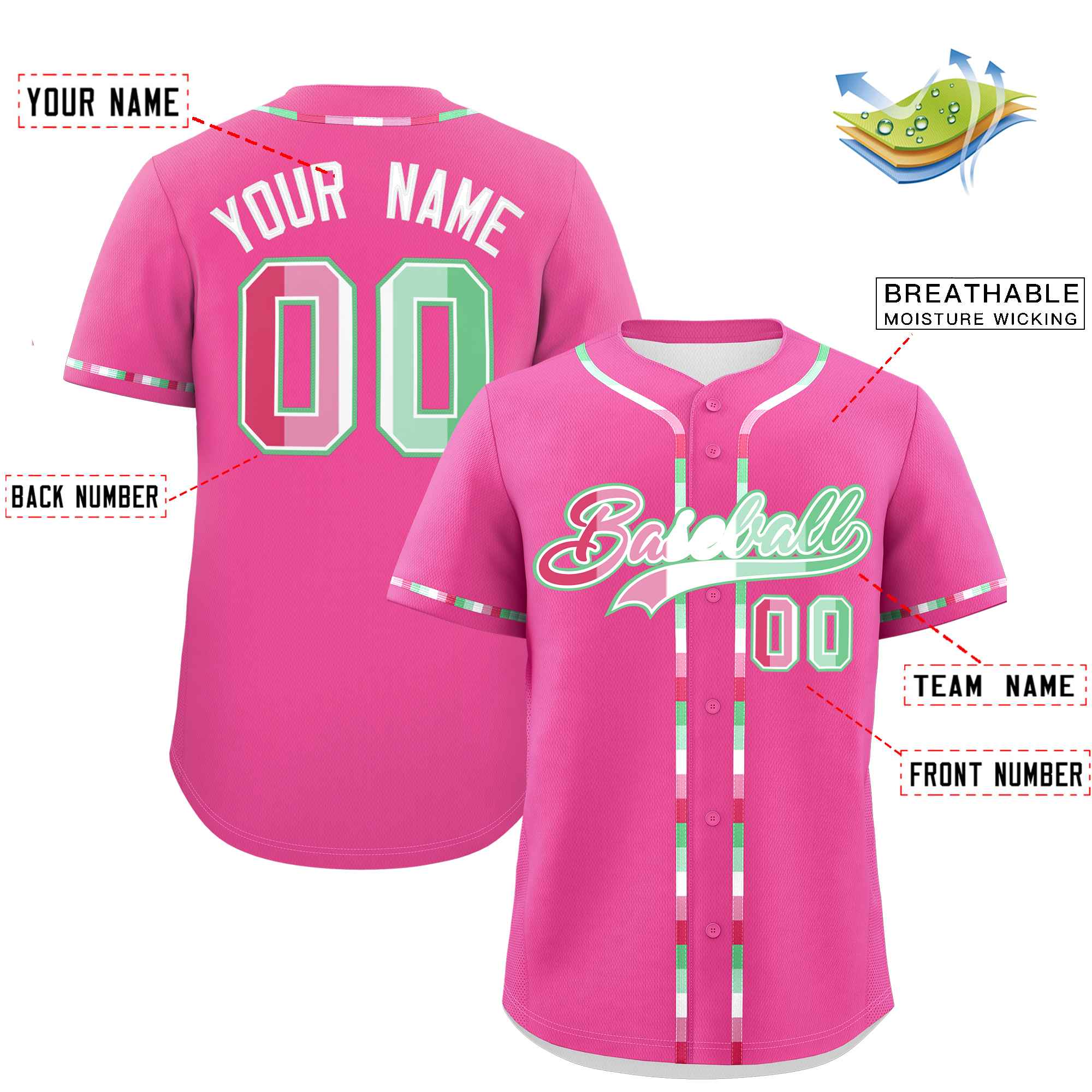 Custom Pink Abrosexual For Pride Month Classic Style Authentic Baseball Jersey