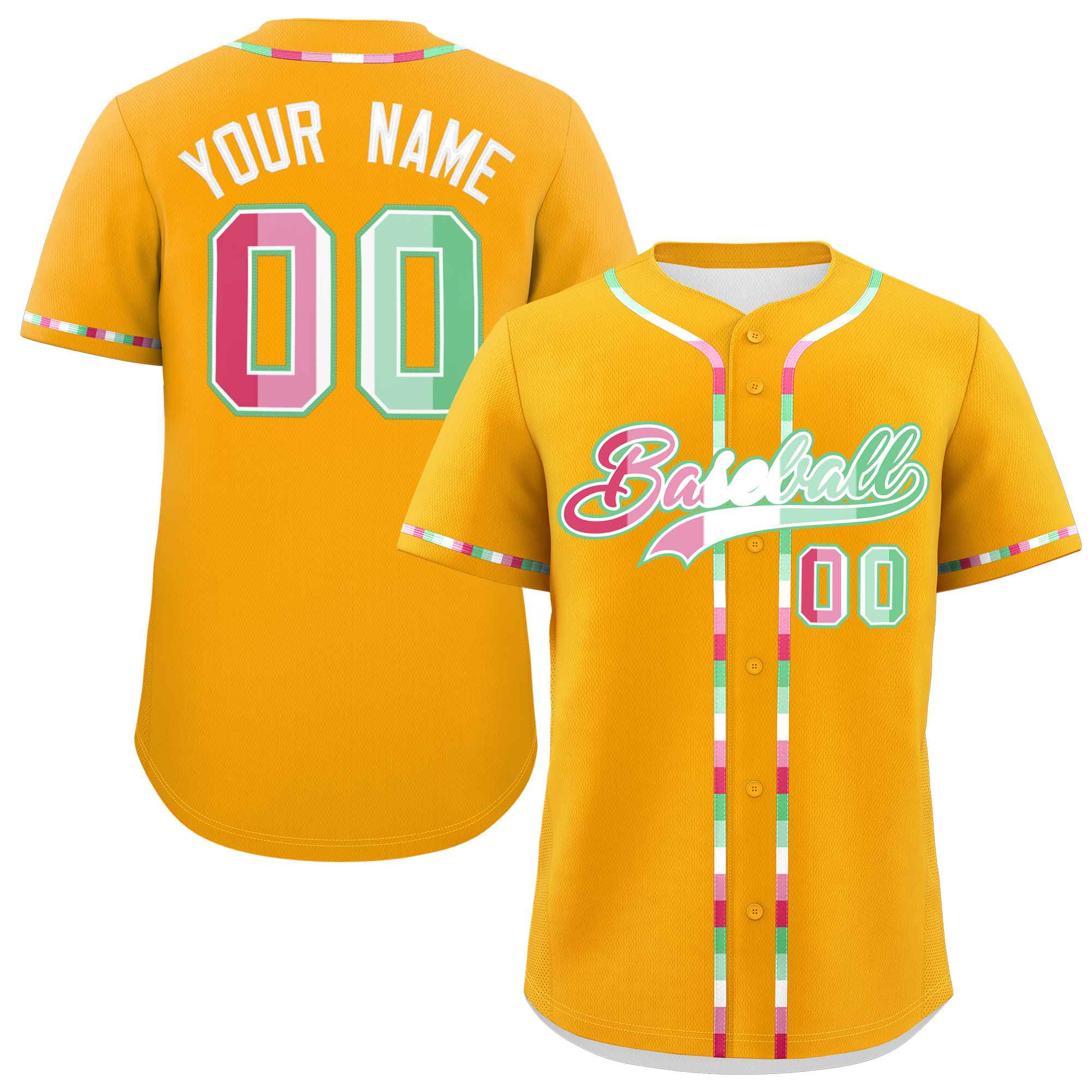 Custom Yellow Abrosexual For Pride Month Classic Style Authentic Baseball Jersey