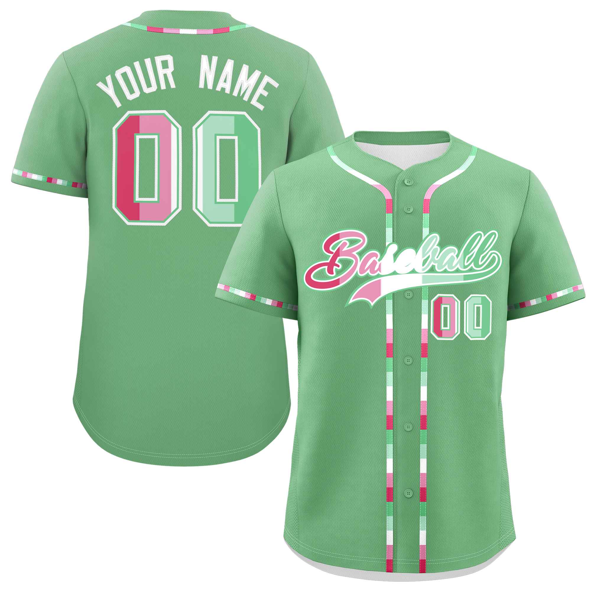 Custom Light Green Abrosexual For Pride Month Classic Style Authentic Baseball Jersey